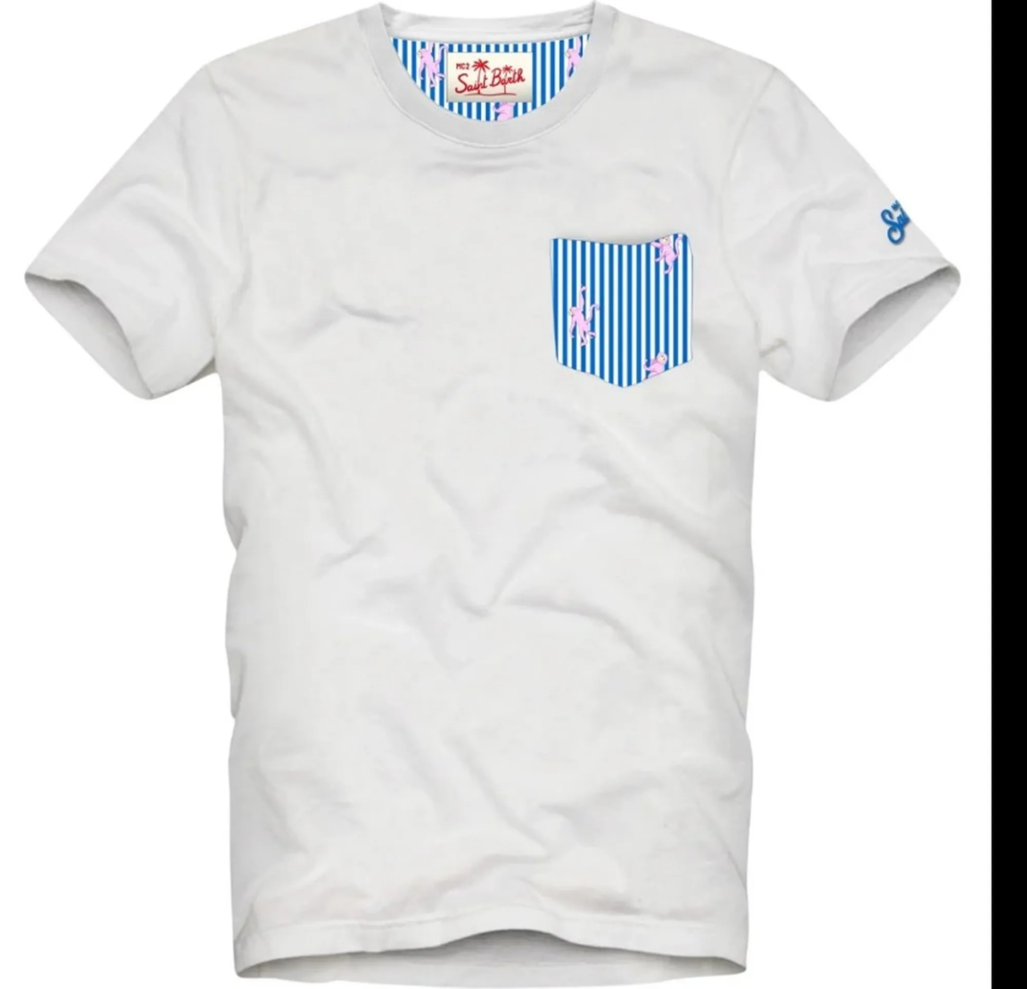 Mc2 Saint Barth T-Shirt Monkeys Stripes Bianco Bla0001-00704L 182642