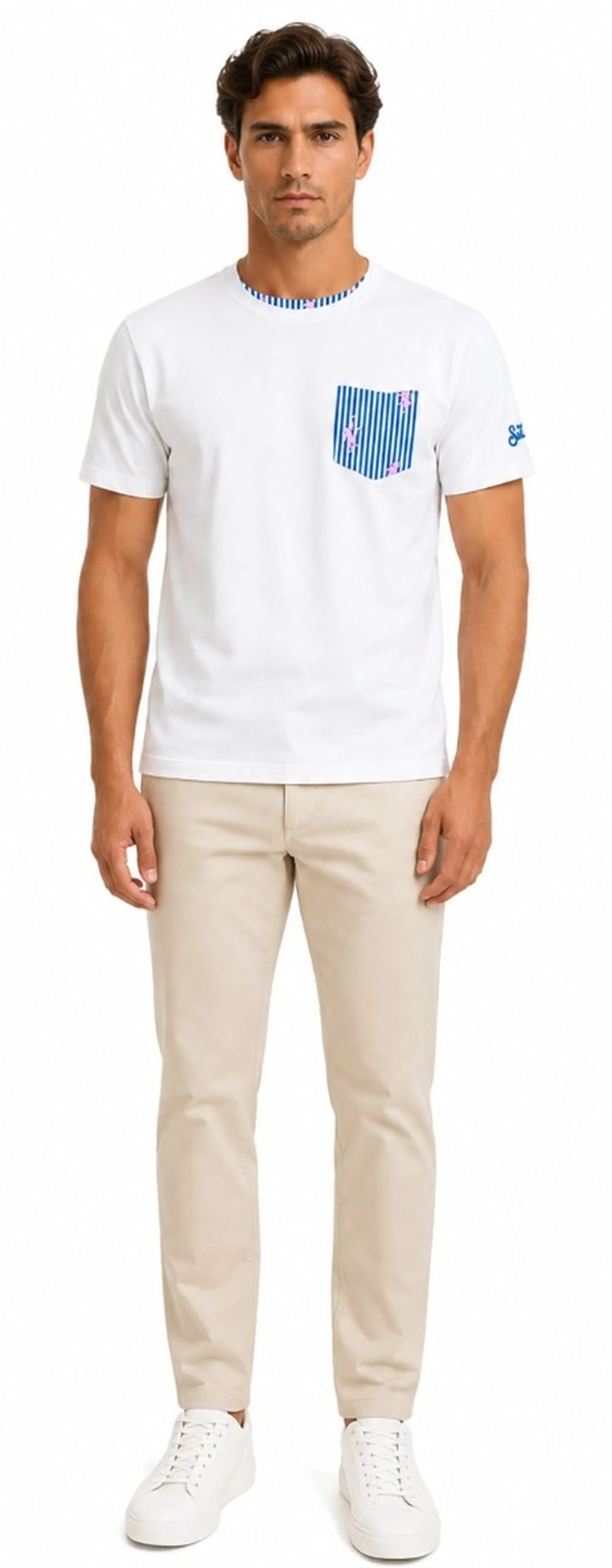 Mc2 Saint Barth B'T-Shirt Monkeys Stripes' White Bla0001-00704L 183911