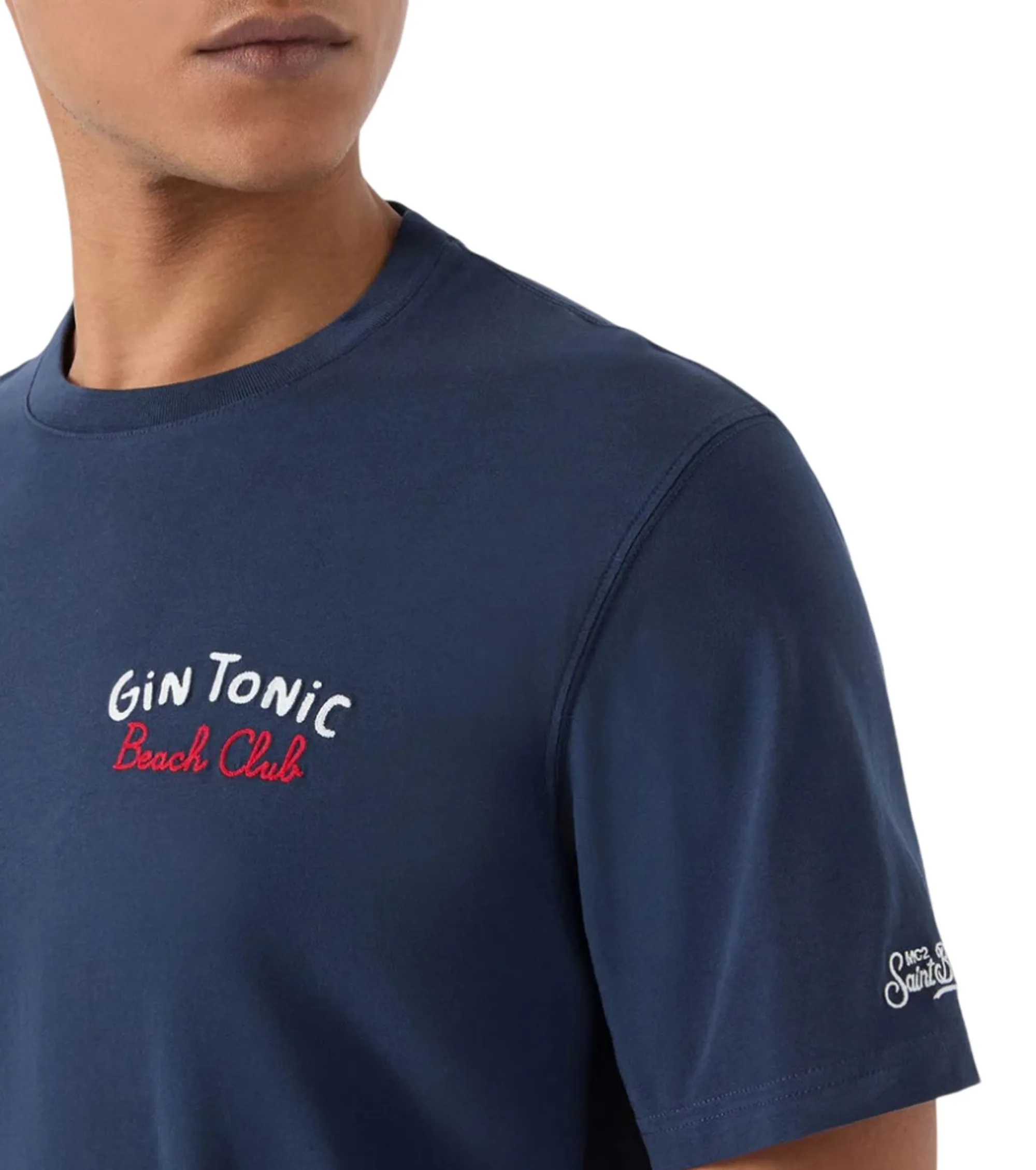 Mc2 Saint Barth T-Shirt Portland Con Ricamo Gin Tonic Blu Prl0002-00314L 180024