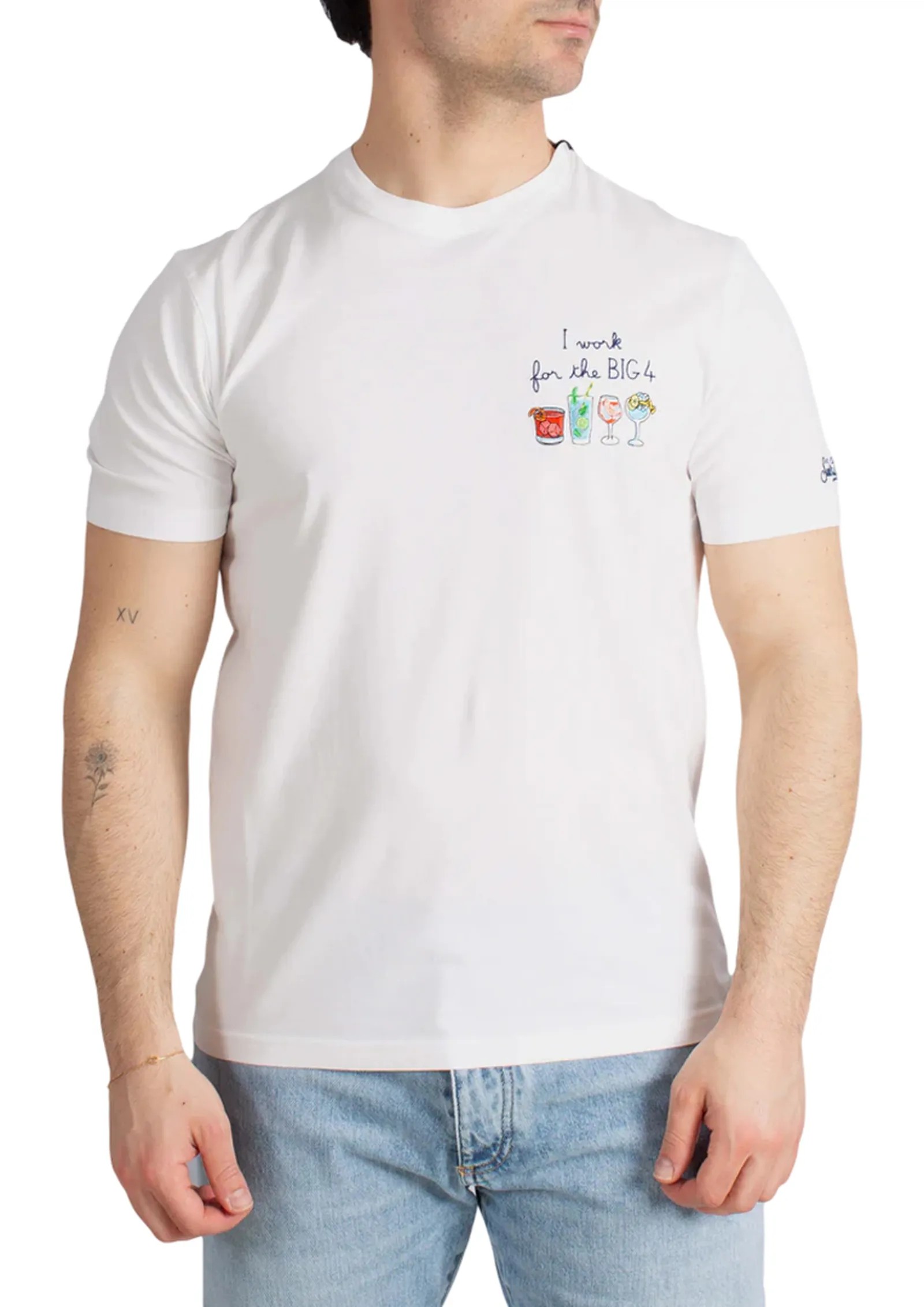 Mc2 Saint Barth T-Shirt Portofino I Work For The Big 4 Bianco Pot0001-00156L 182002