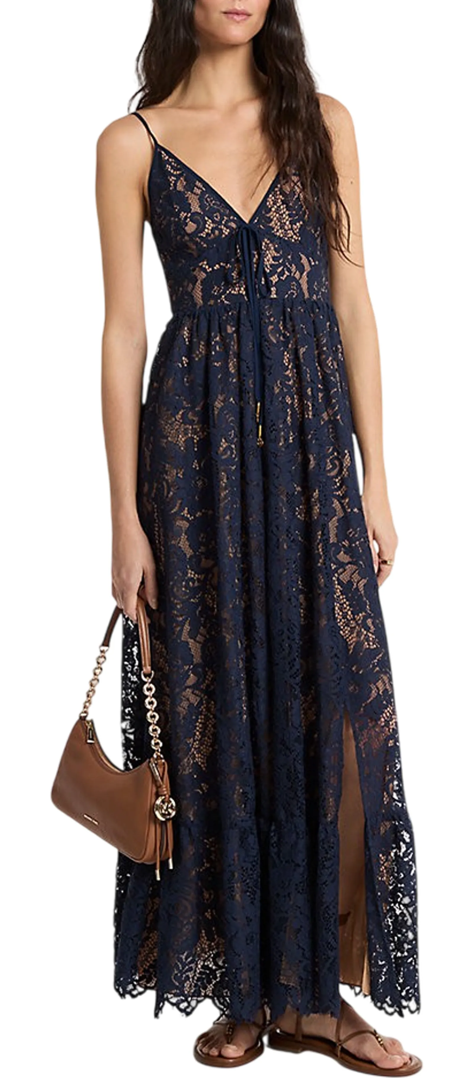 Michael Kors Abito Floreale In Pizzo Blu Scuro Ms683Hqkq9 171024