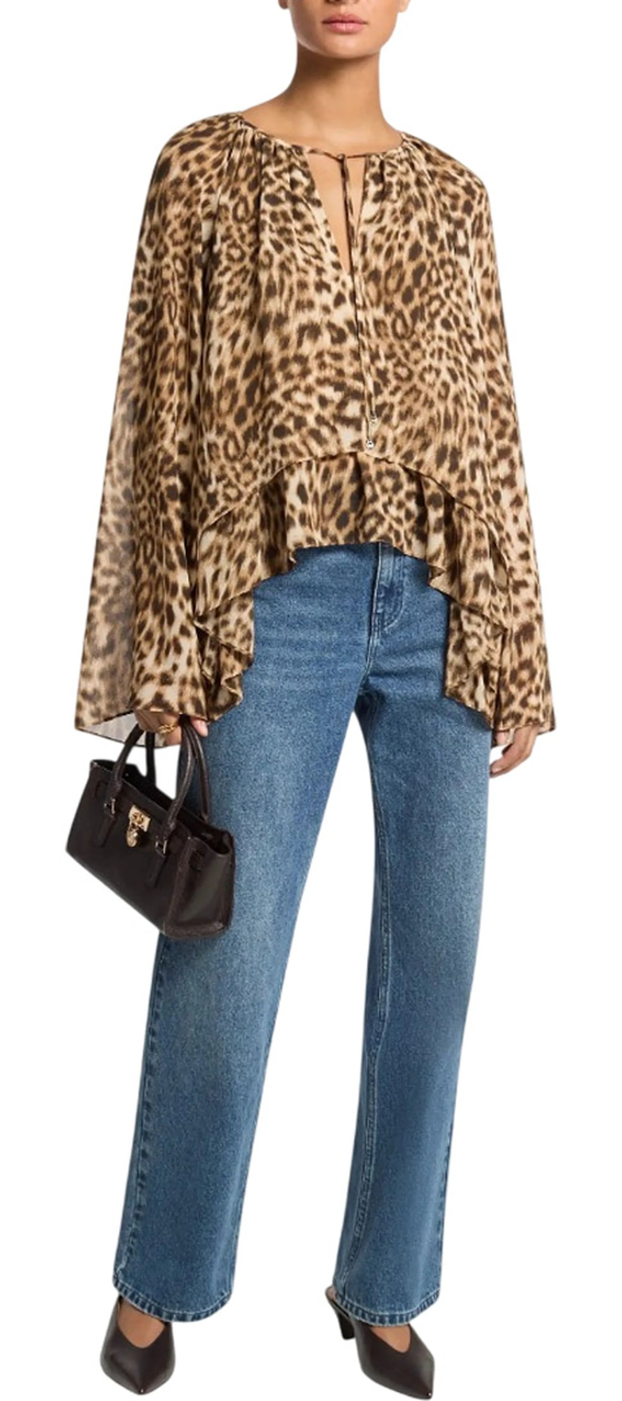 Michael Kors Blusa Asimmetrica In Georgette Cammello Mf6414Ble4 189002