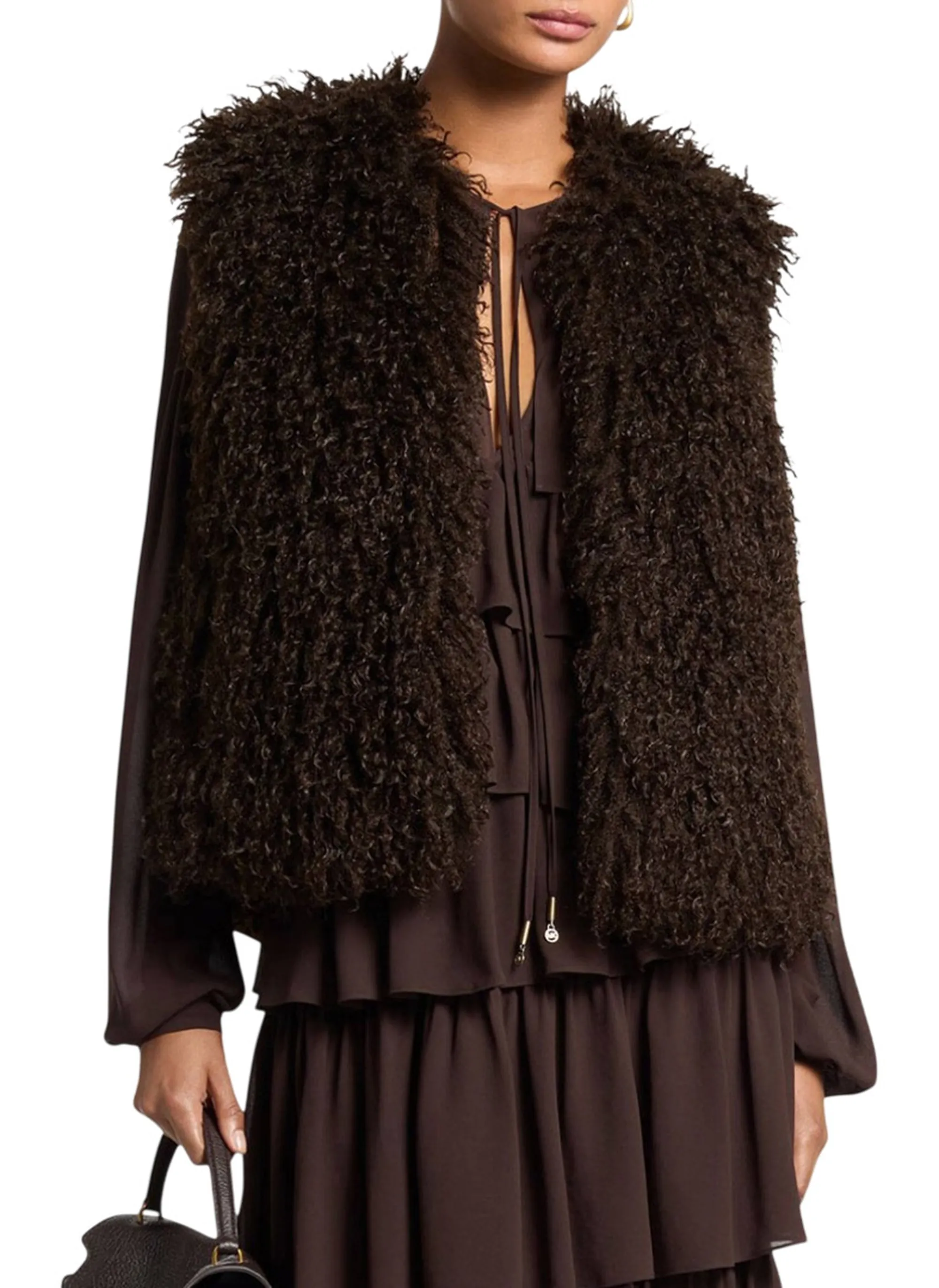 Michael Kors Gilet In Finta Pelliccia Cioccolato Mf620J3Jsp 189339