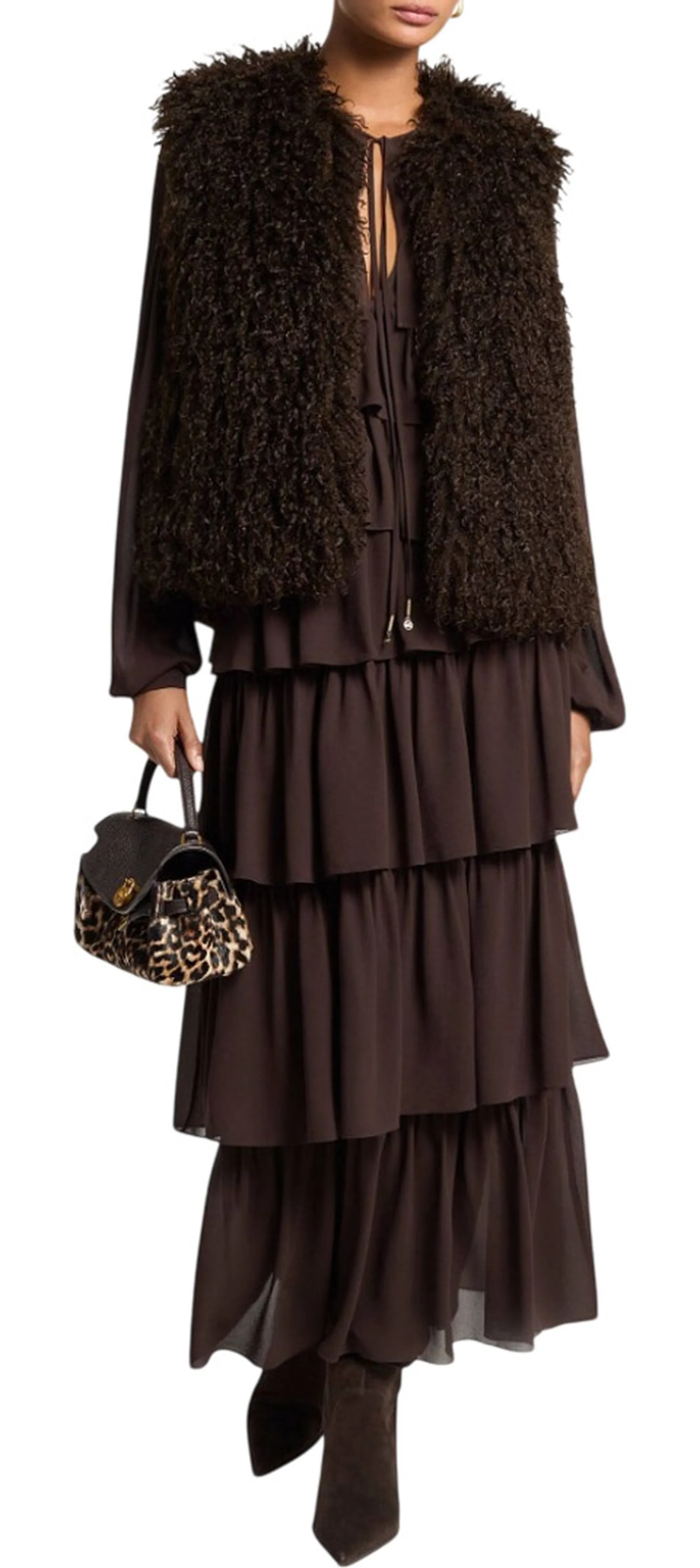Michael Kors Gilet In Finta Pelliccia Cioccolato Mf620J3Jsp 189343