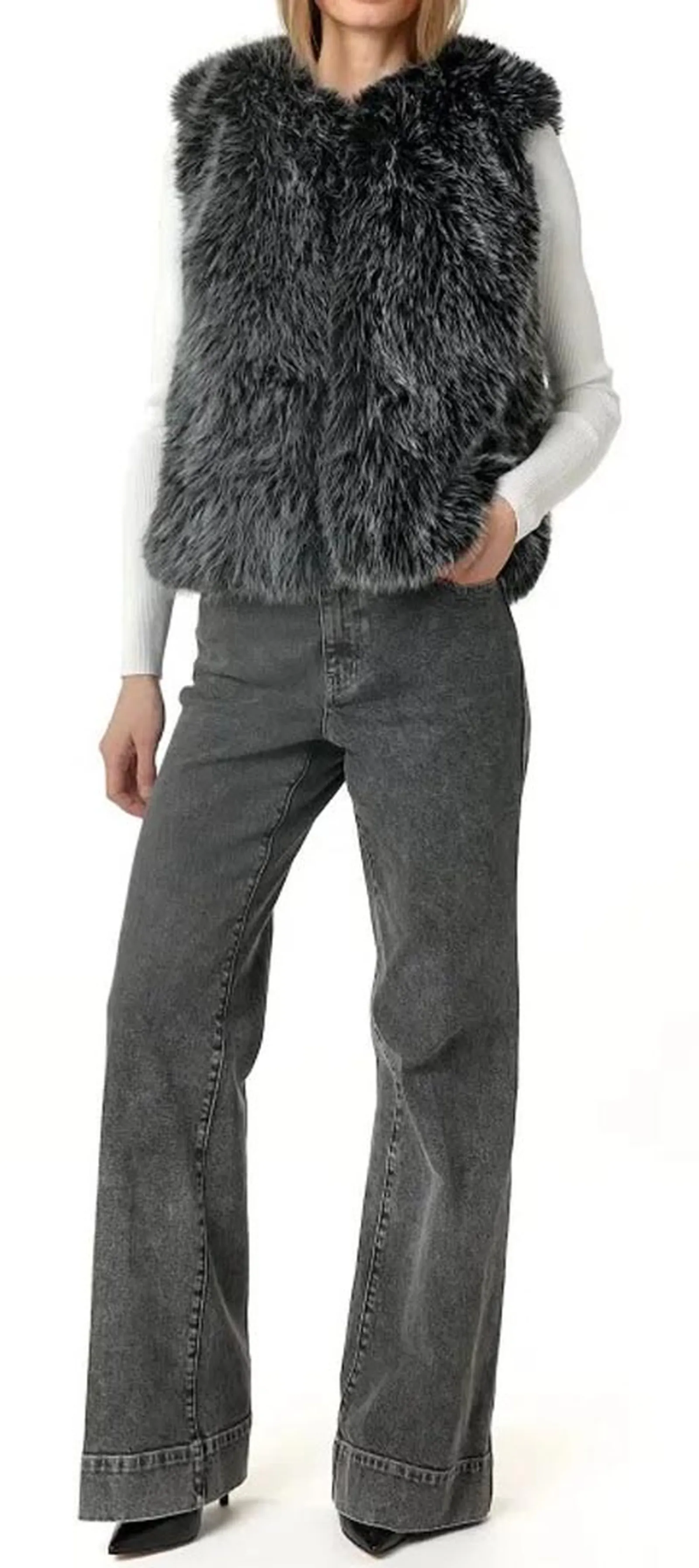 Michael Kors Gilet In Finta Pelliccia Grigio Mf620J3Lsg 195398
