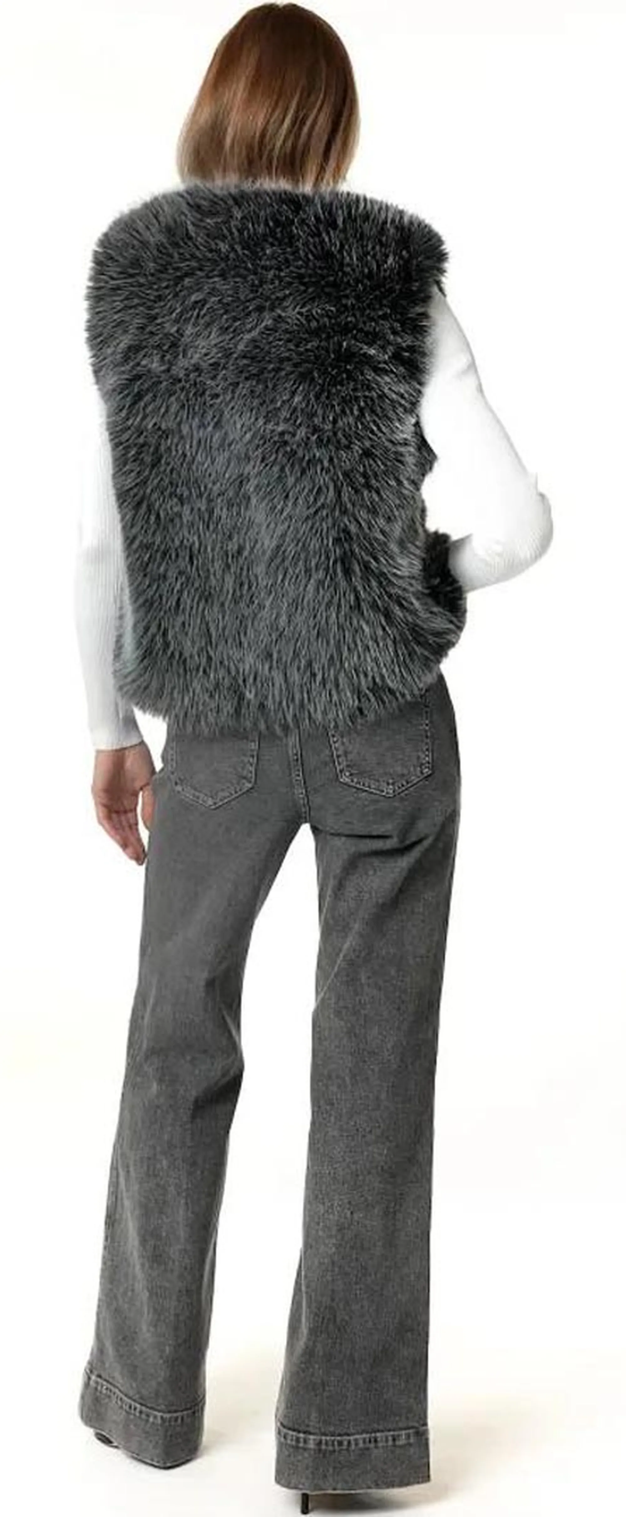 Michael Kors B'Faux Fur Vest' Grey Mf620J3Lsg 195399