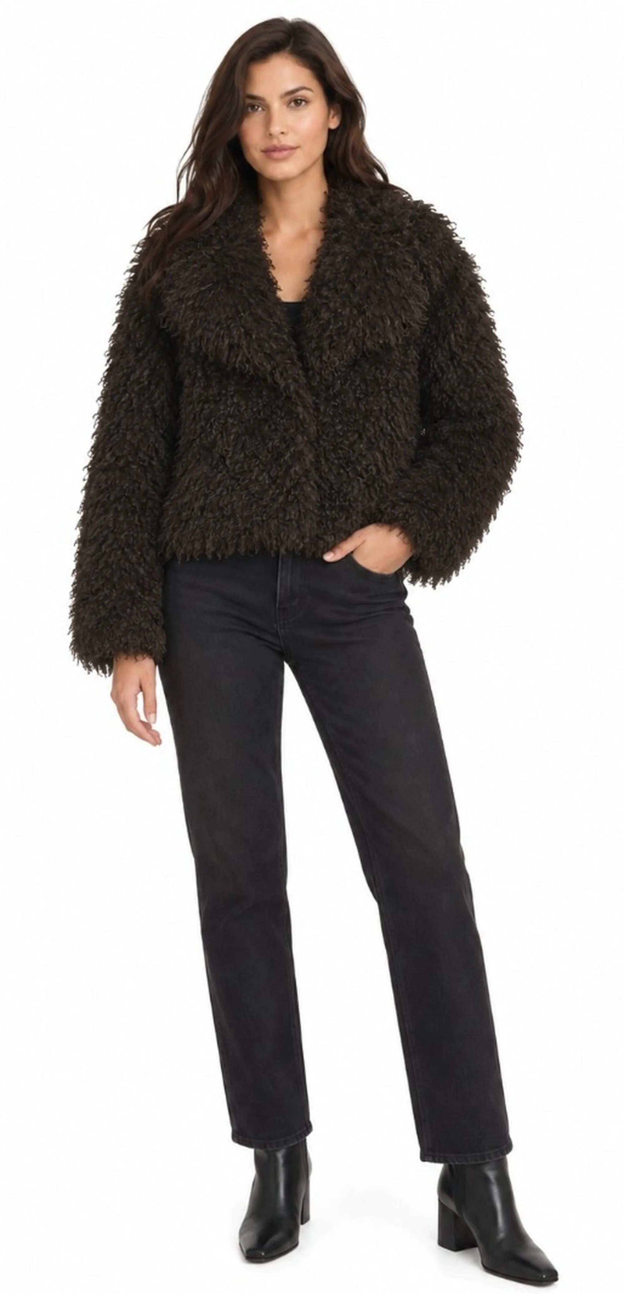 Michael Kors B'Crop Faux Fur' Chocolate Mf620J2Jsp 191526