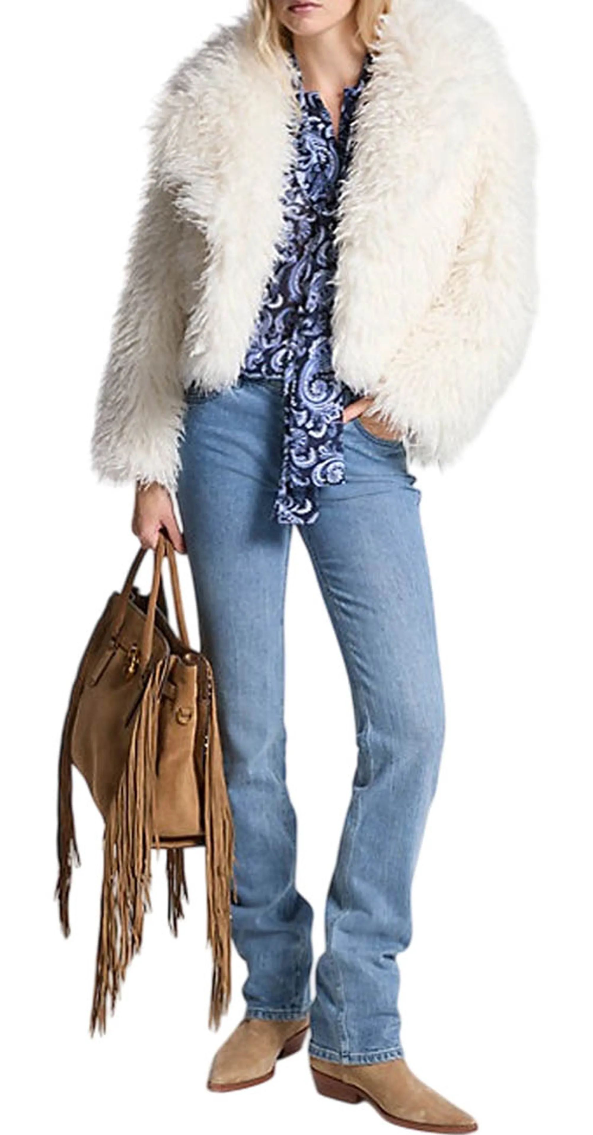 Michael Kors B'Cropped Faux Fur' Bone Mf520J2Jsp 160146