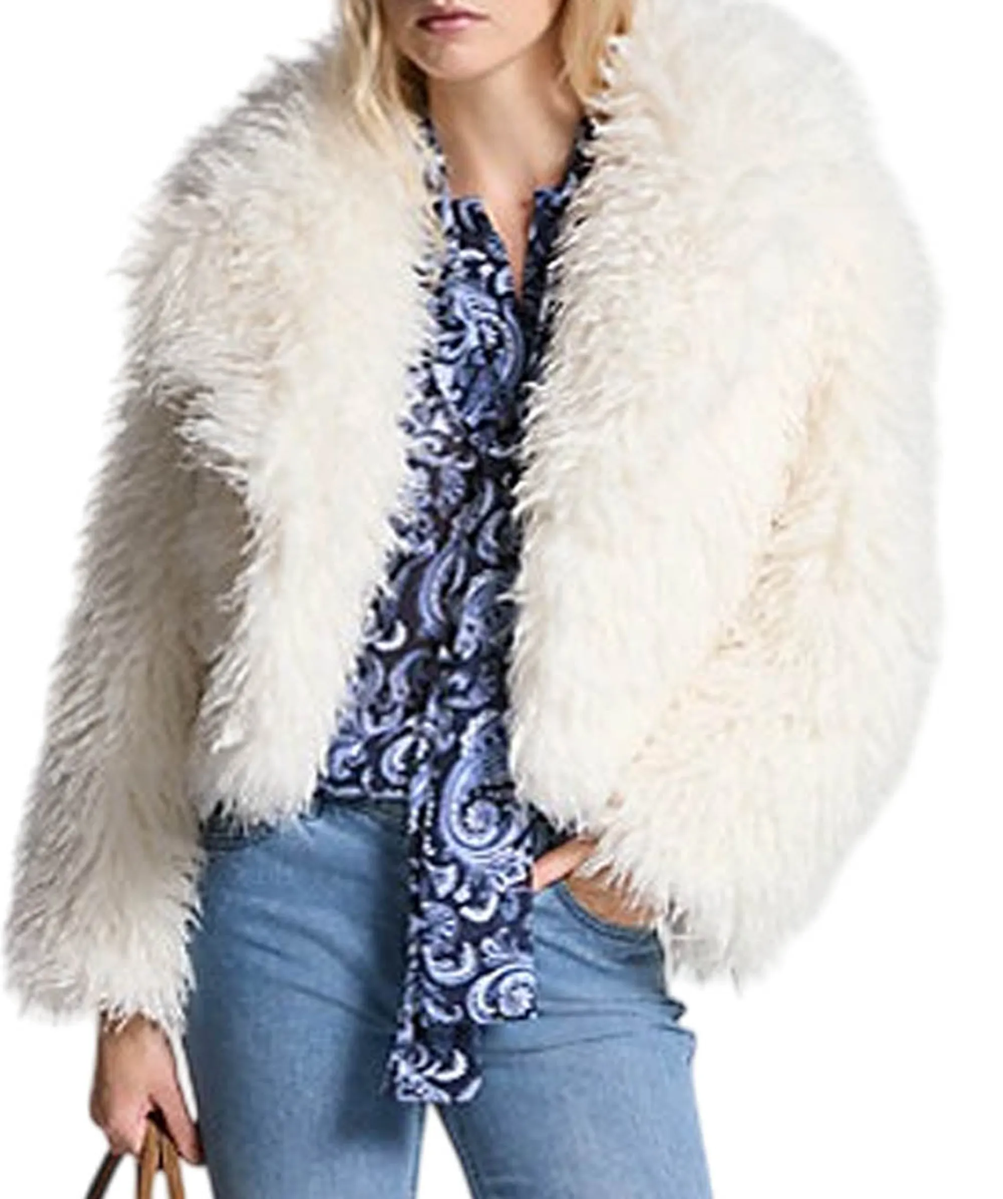Michael Kors B'Cropped Faux Fur' Bone Mf520J2Jsp 160148