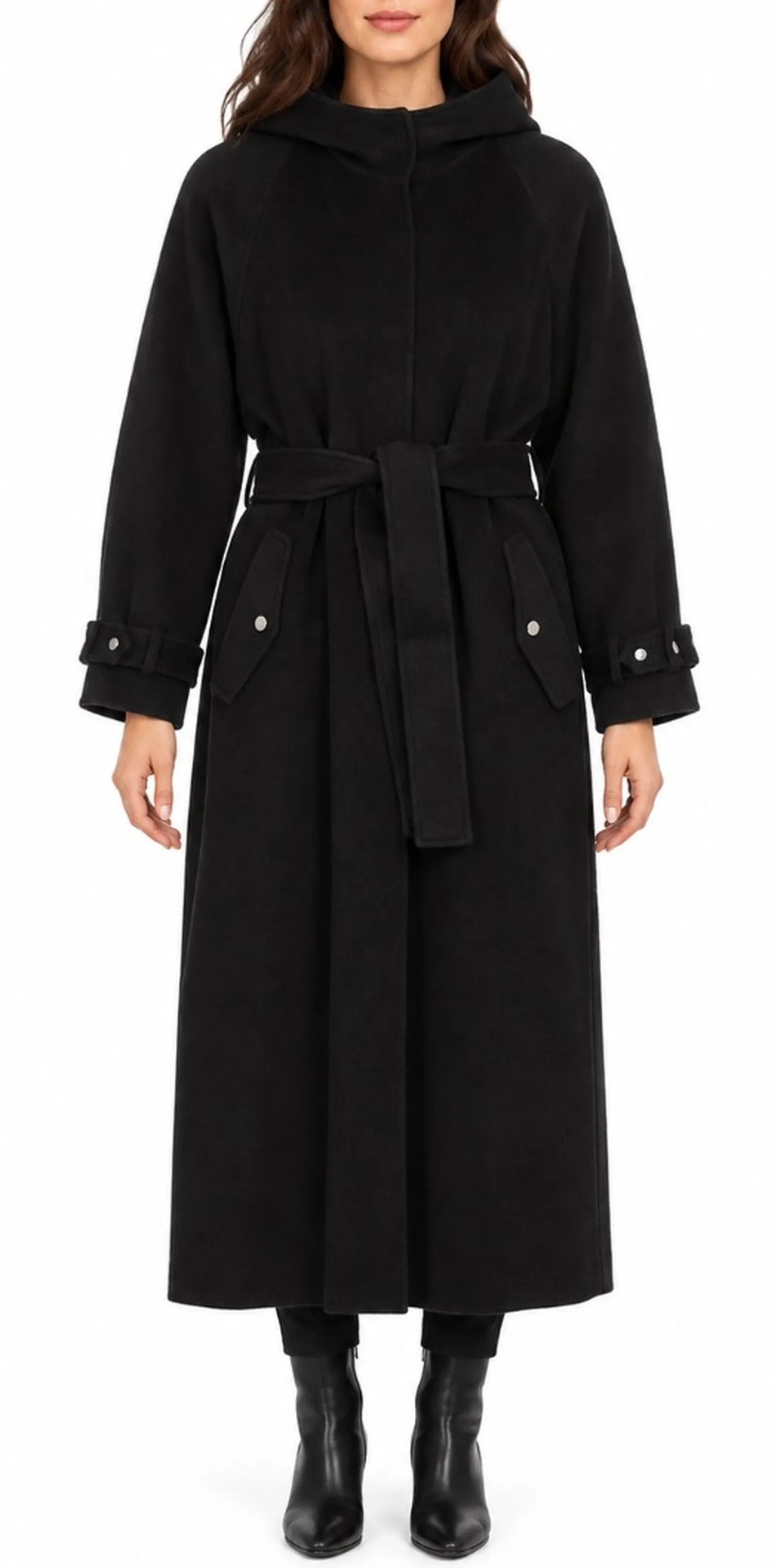 Pinko Cappotto Cartoccio Lungo In Panno Double Nero 105342A2Xm 199966