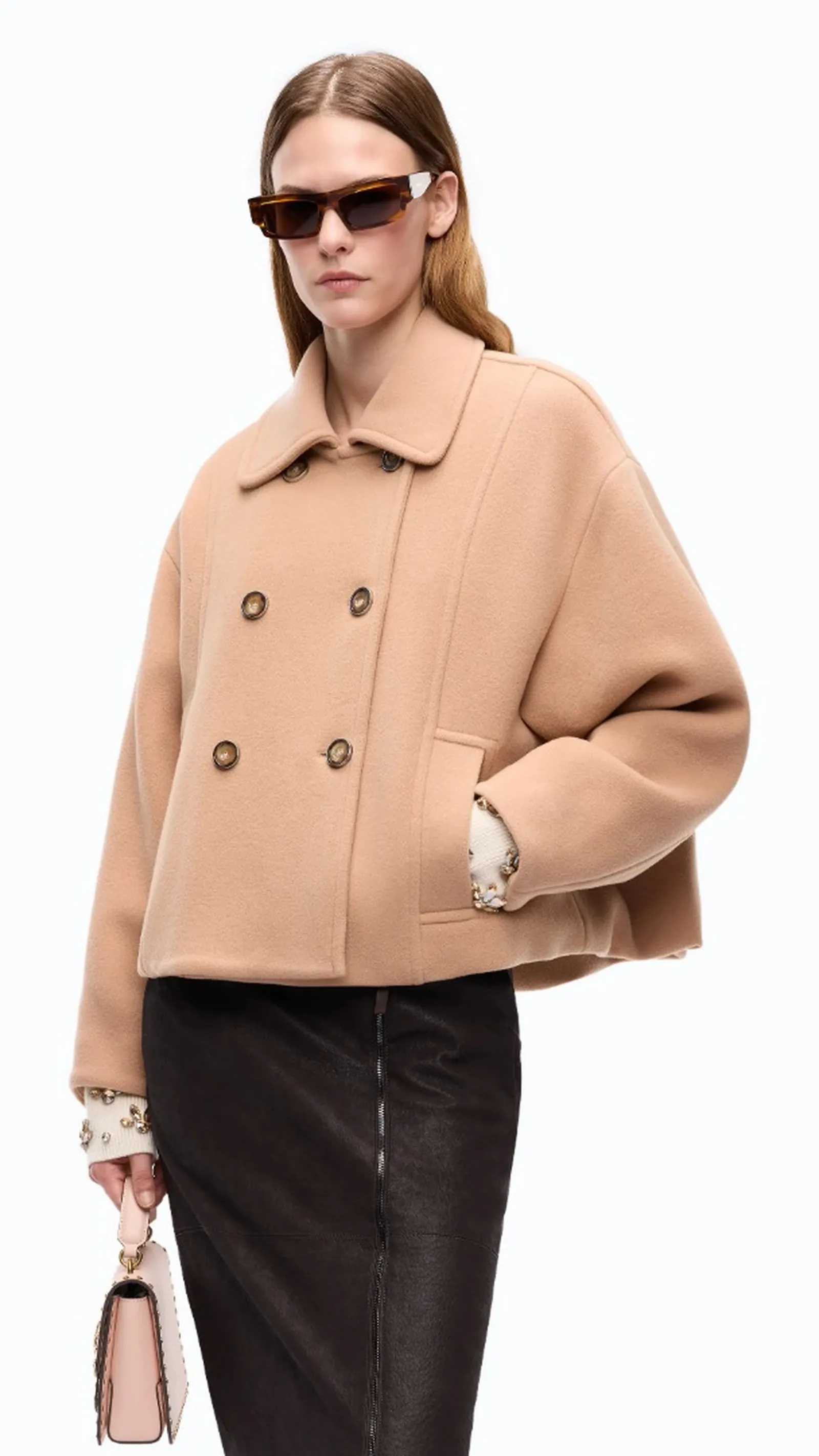 Pinko Cappotto Craspedia In Panno Doppio Beige 107552A3Fg 186011