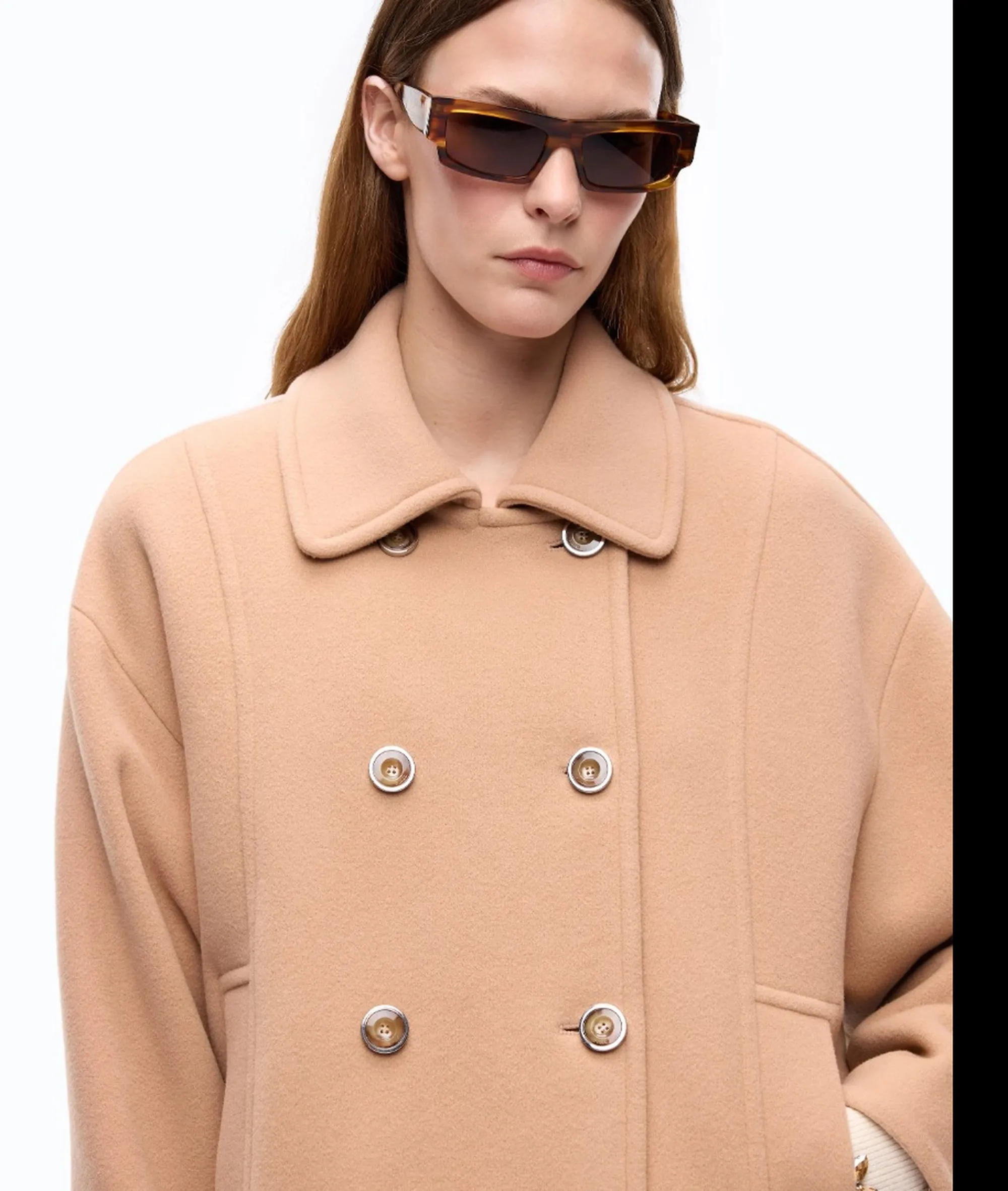 Pinko Cappotto Craspedia In Panno Doppio Beige 107552A3Fg 186012