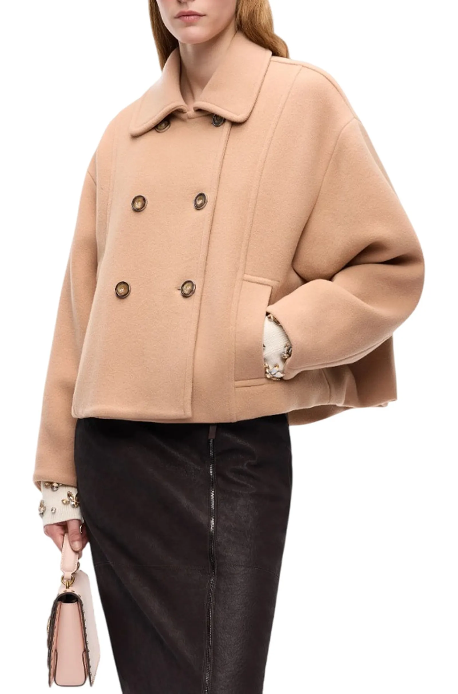 Pinko Cappotto Craspedia In Panno Doppio Beige 107552A3Fg 186683