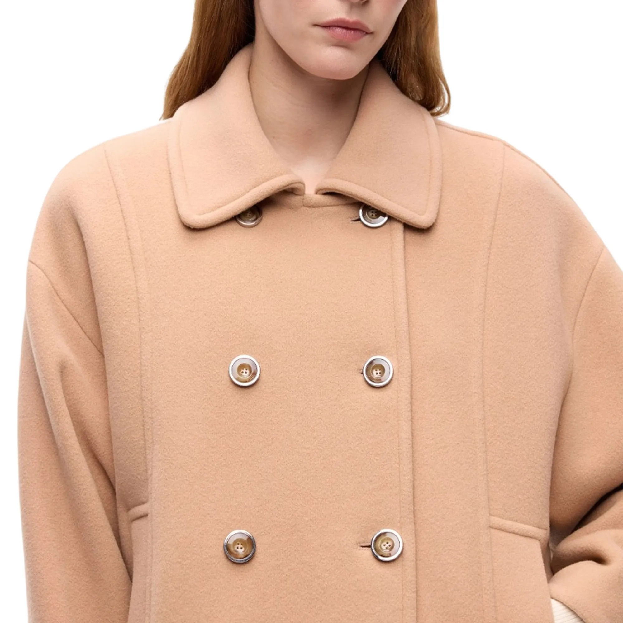 Pinko Cappotto Craspedia In Panno Doppio Beige 107552A3Fg 186690