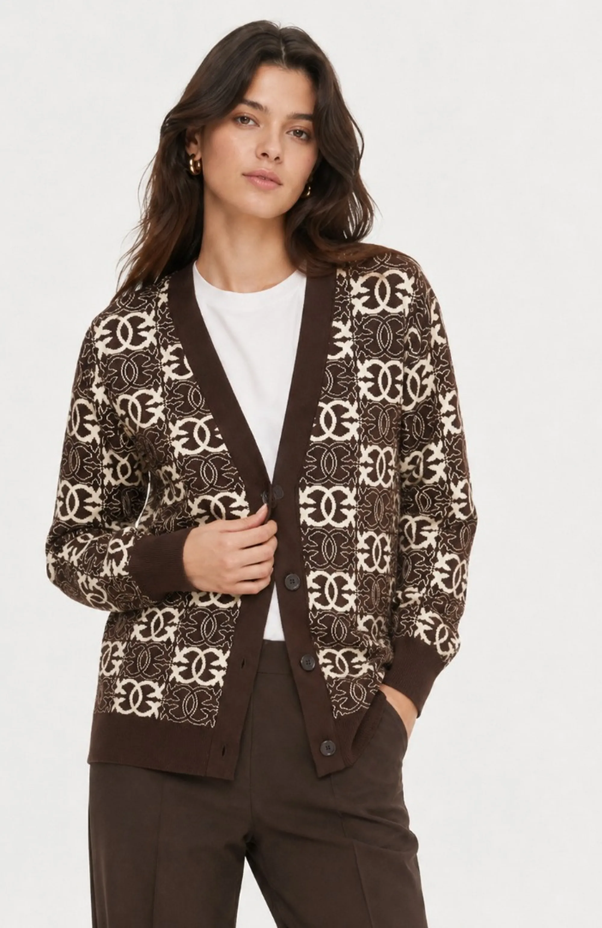 Pinko B'Cardigan Half Breed' Brown 106042A2Yd 186283