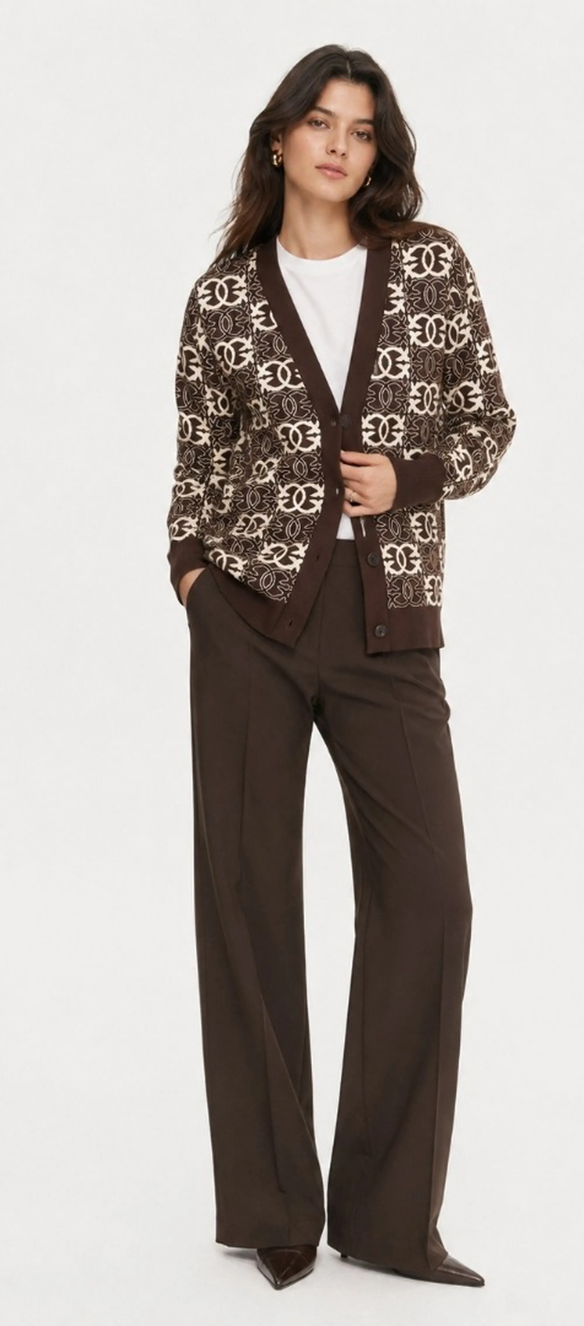 Pinko B'Cardigan Half Breed' Brown 106042A2Yd 186284