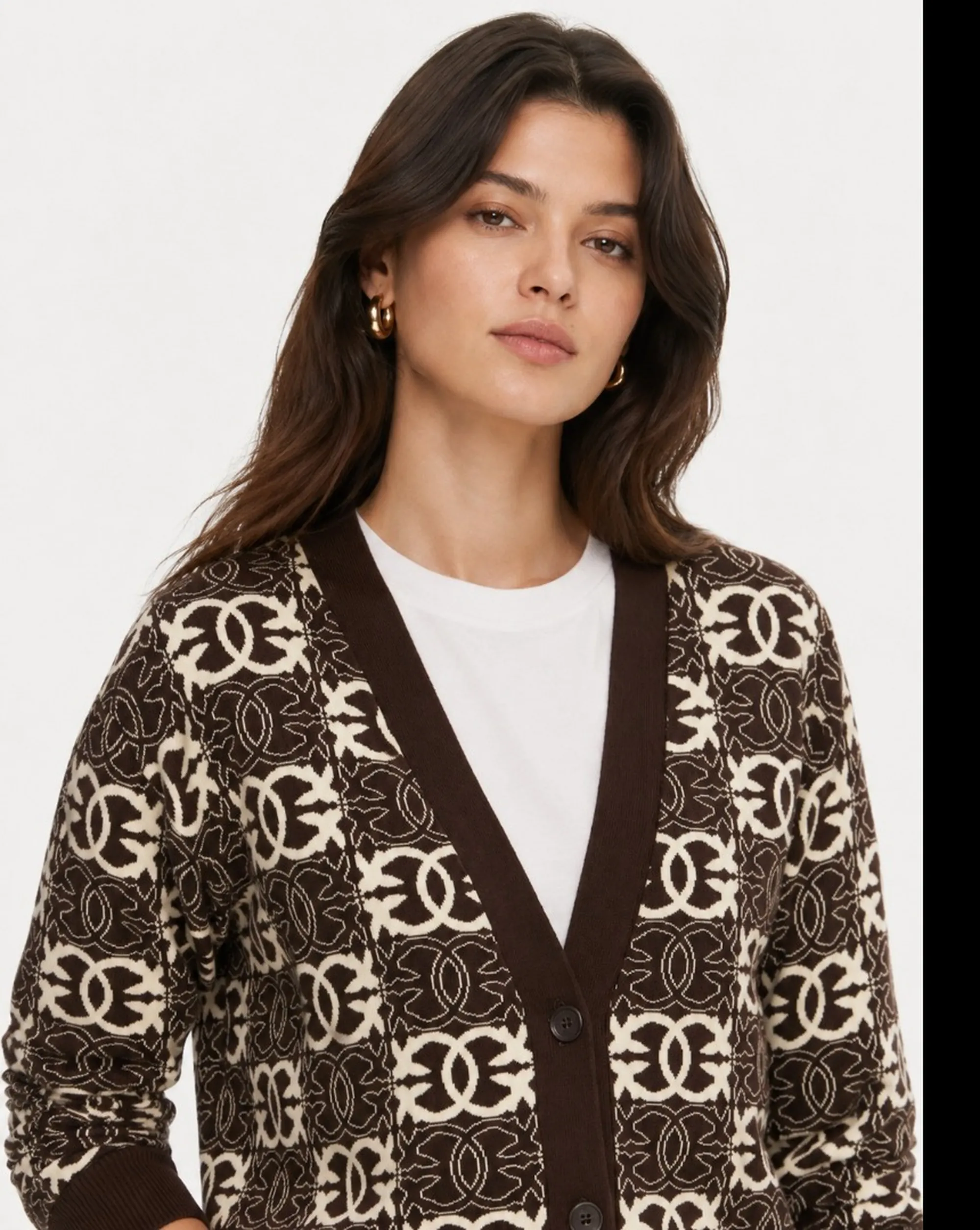 Pinko B'Cardigan Half Breed' Brown 106042A2Yd 186286