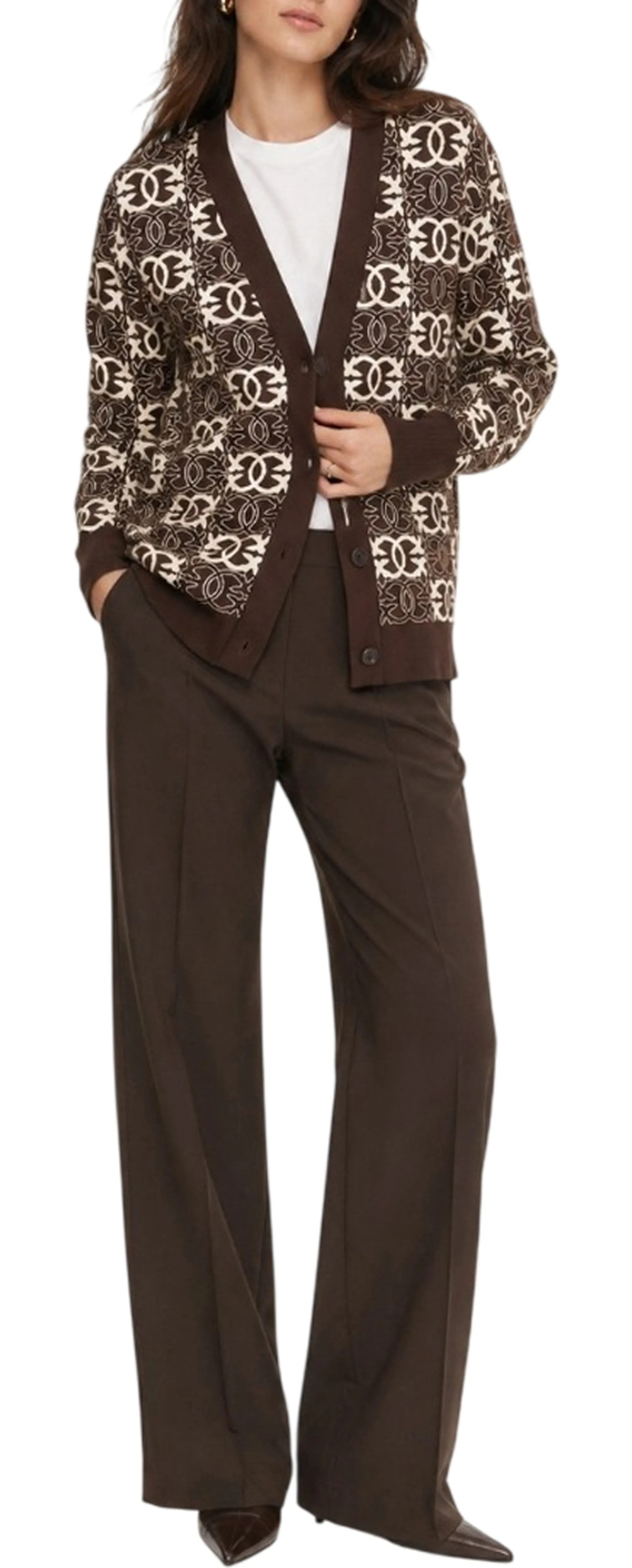 Pinko B'Cardigan Half Breed' Brown 106042A2Yd 187543
