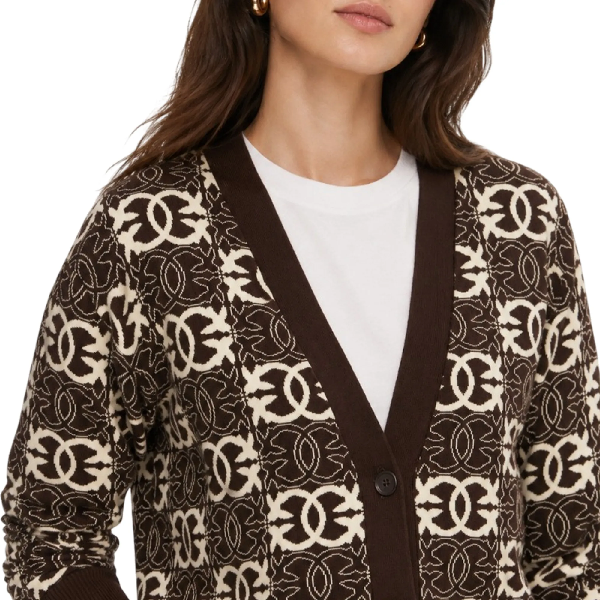 Pinko B'Cardigan Half Breed' Brown 106042A2Yd 187544
