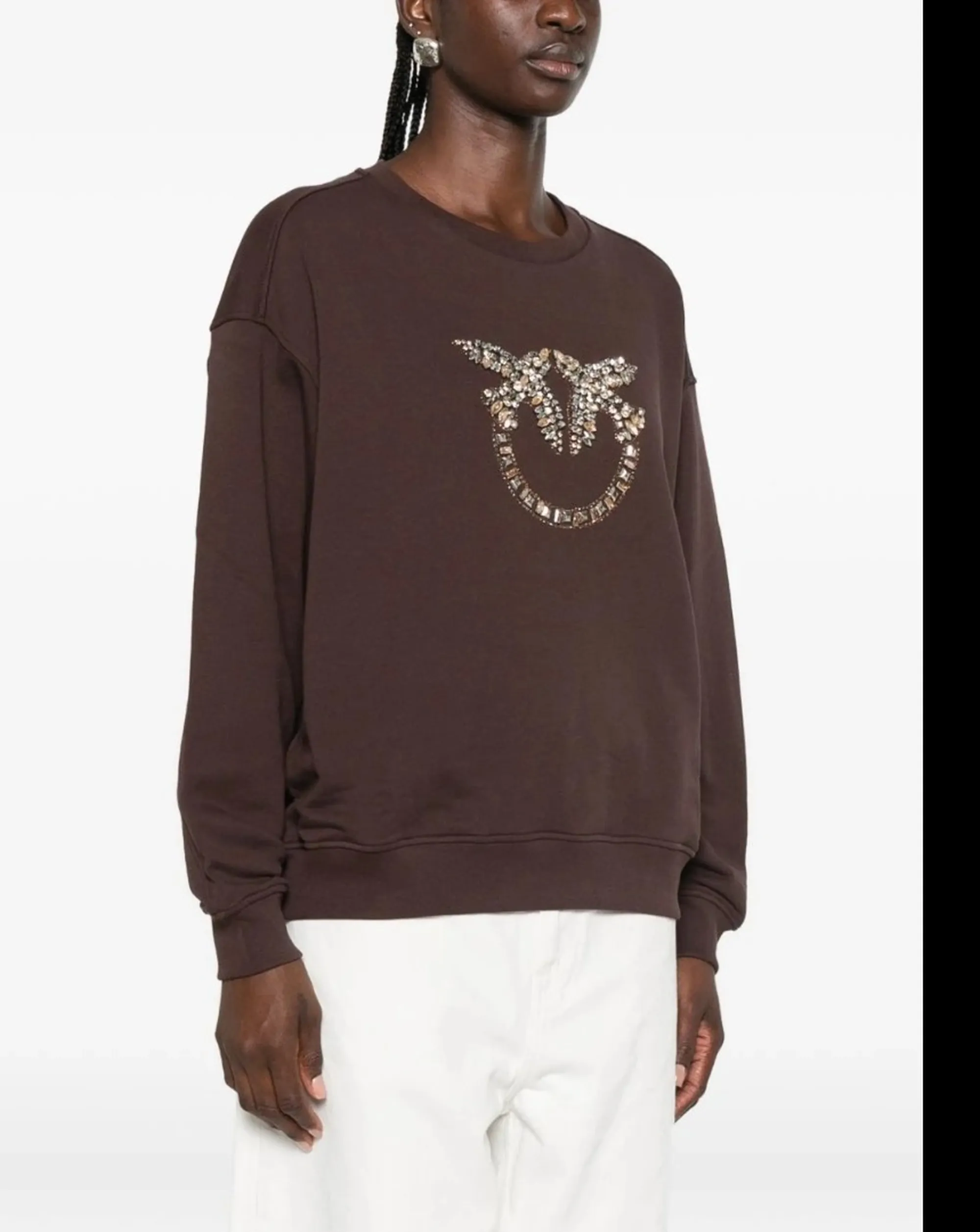 Pinko Felpa Nelly Rcamo Logo Marrone 100534A3Jq 185915