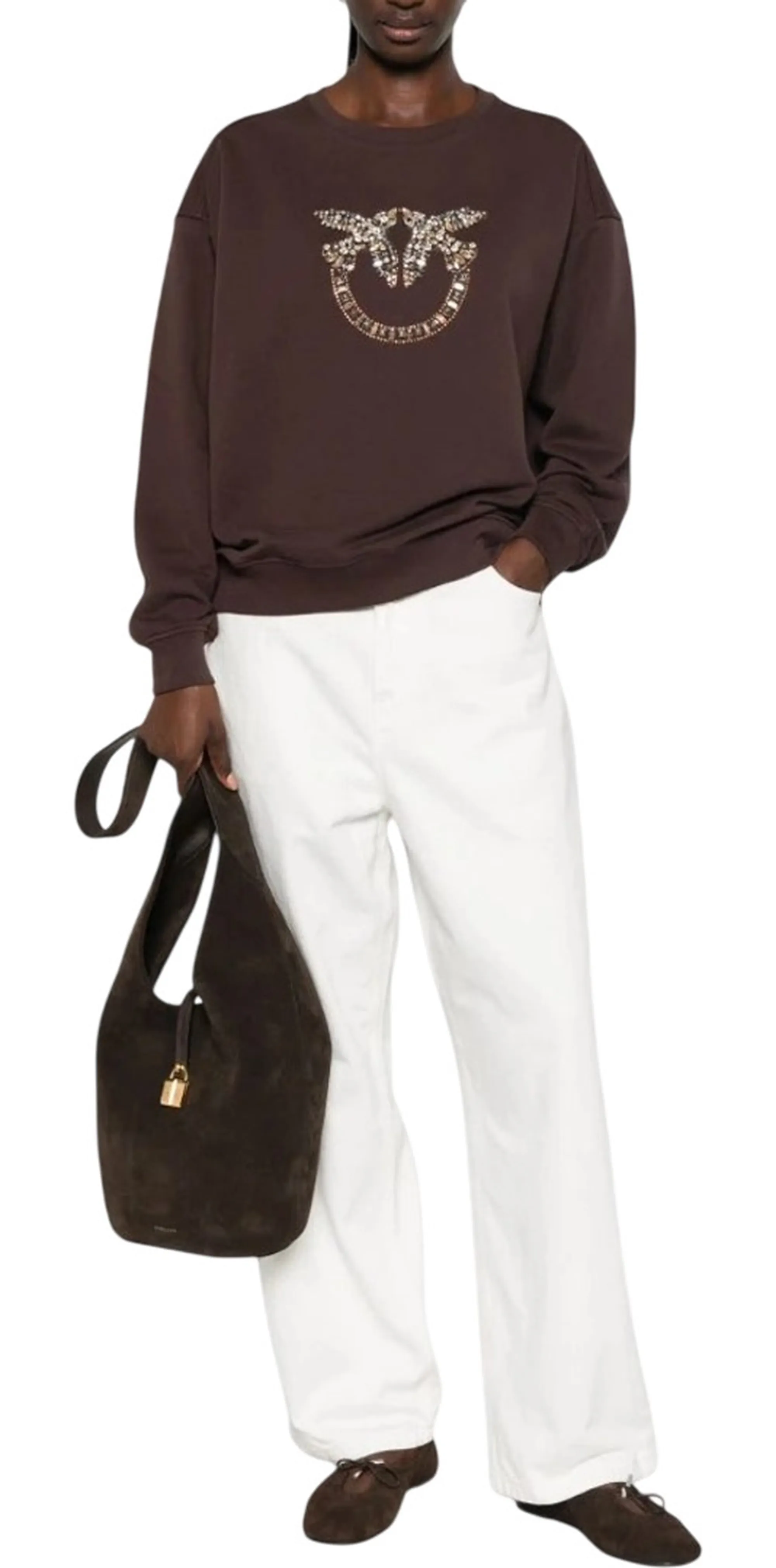 Pinko B'Nelly Rcamo Logo Sweatshirt' Brown 100534A3Jq 186407