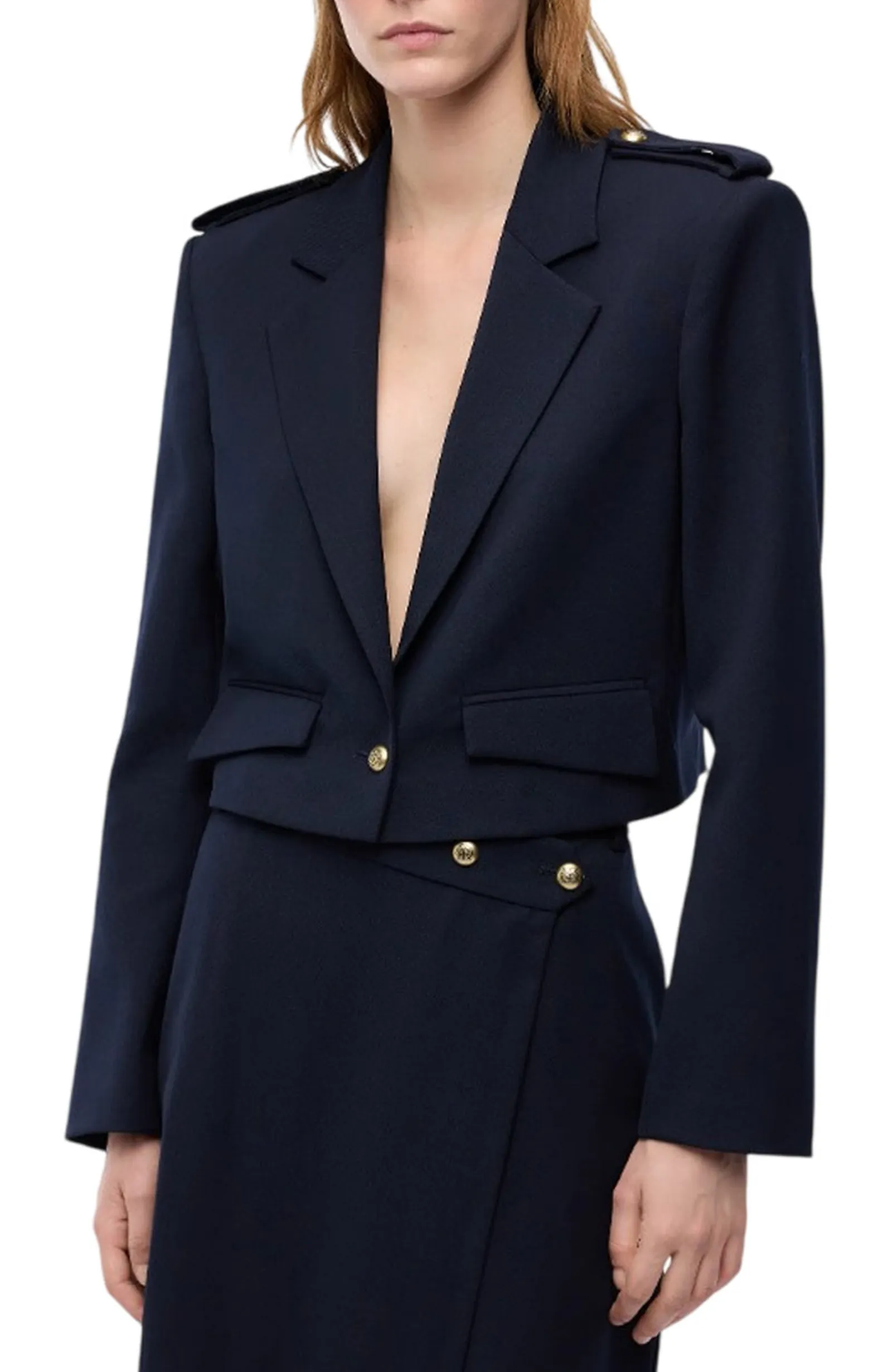 Pinko Giacca Manna Cropped Blu Scuro 107715A3Ms 186710