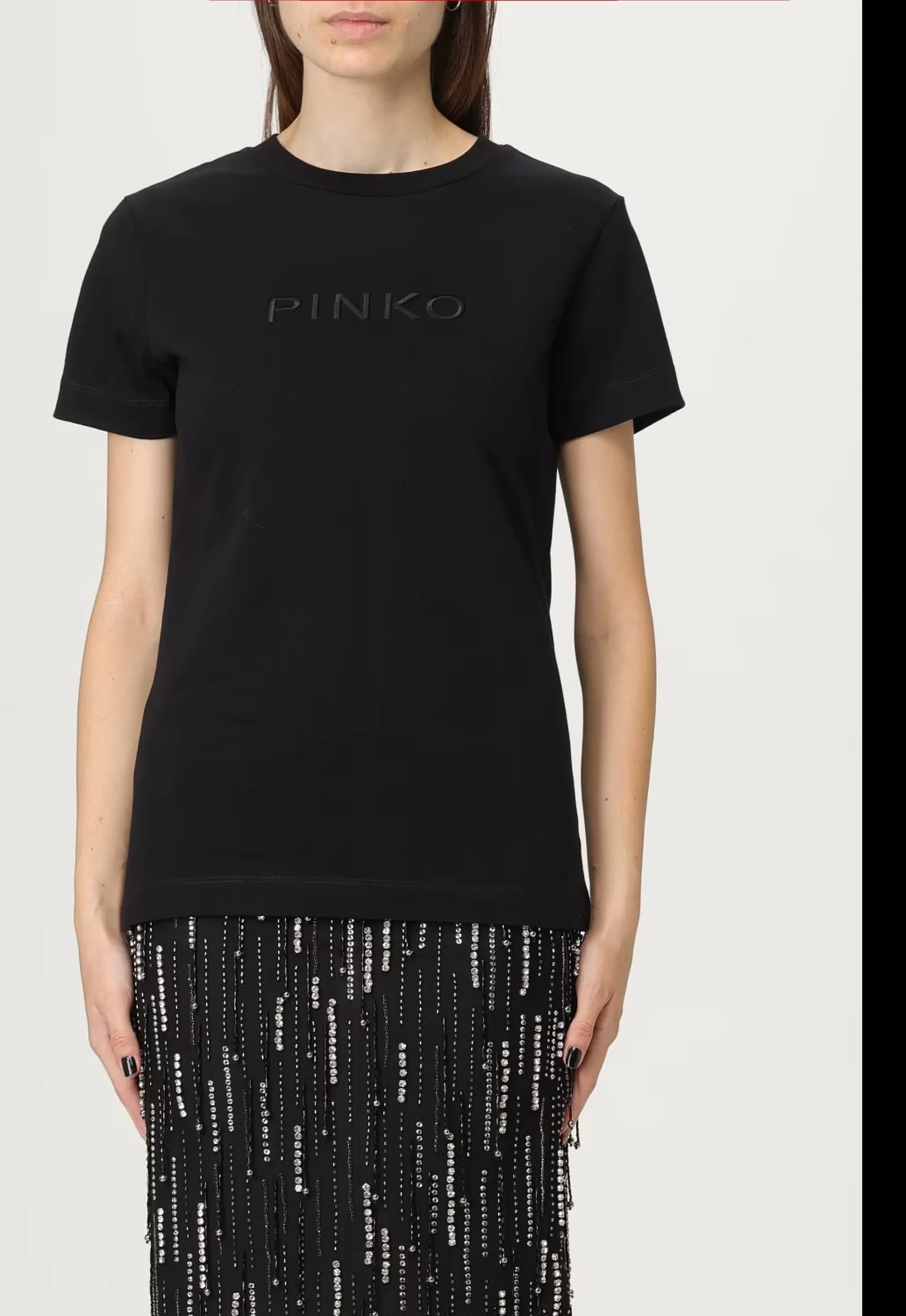 Pinko B'Logo Embroidered T-Shirt' Black 101752A2Rd 154371