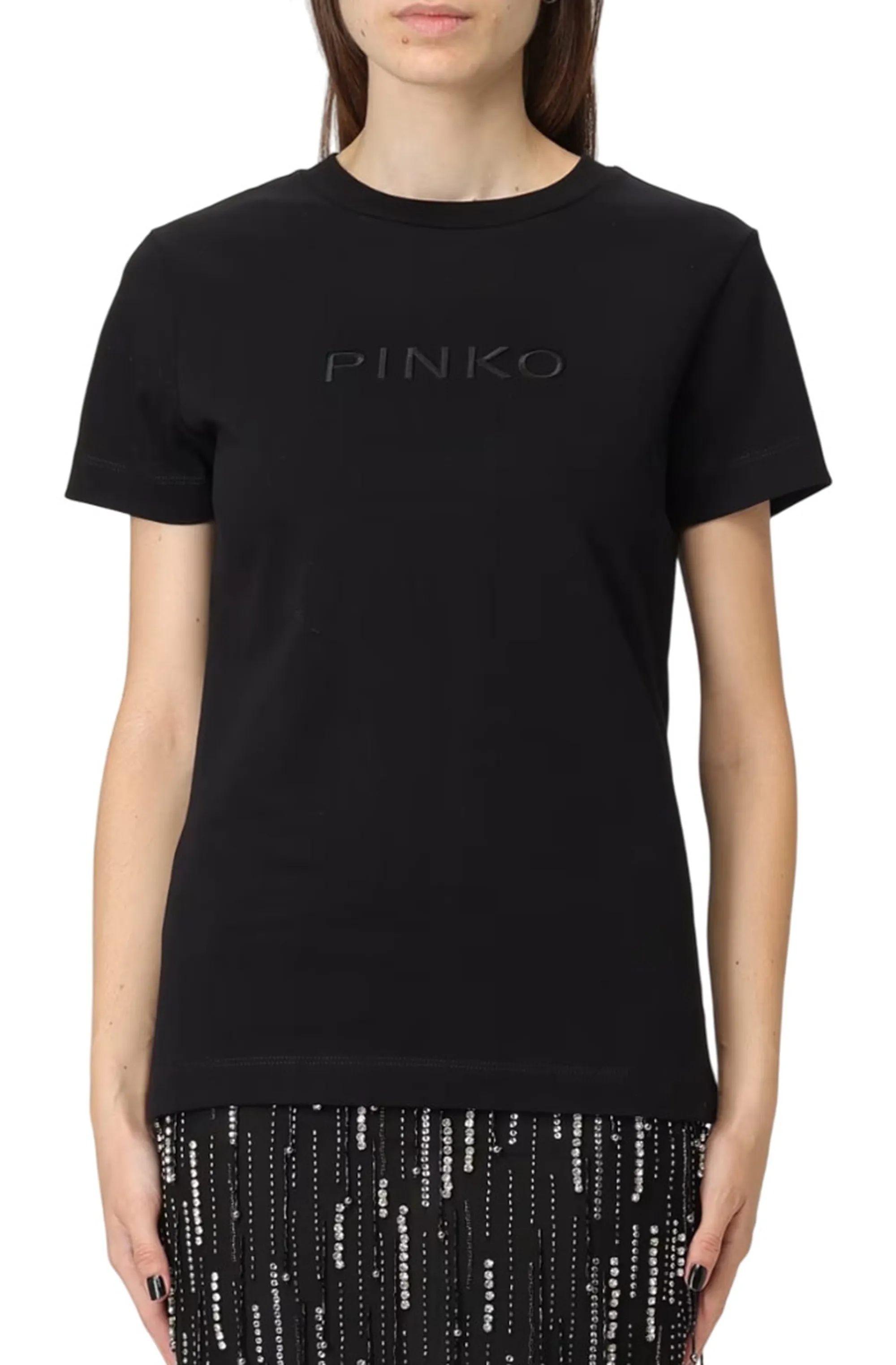Pinko B'Logo Embroidered T-Shirt' Black 101752A2Rd 154960