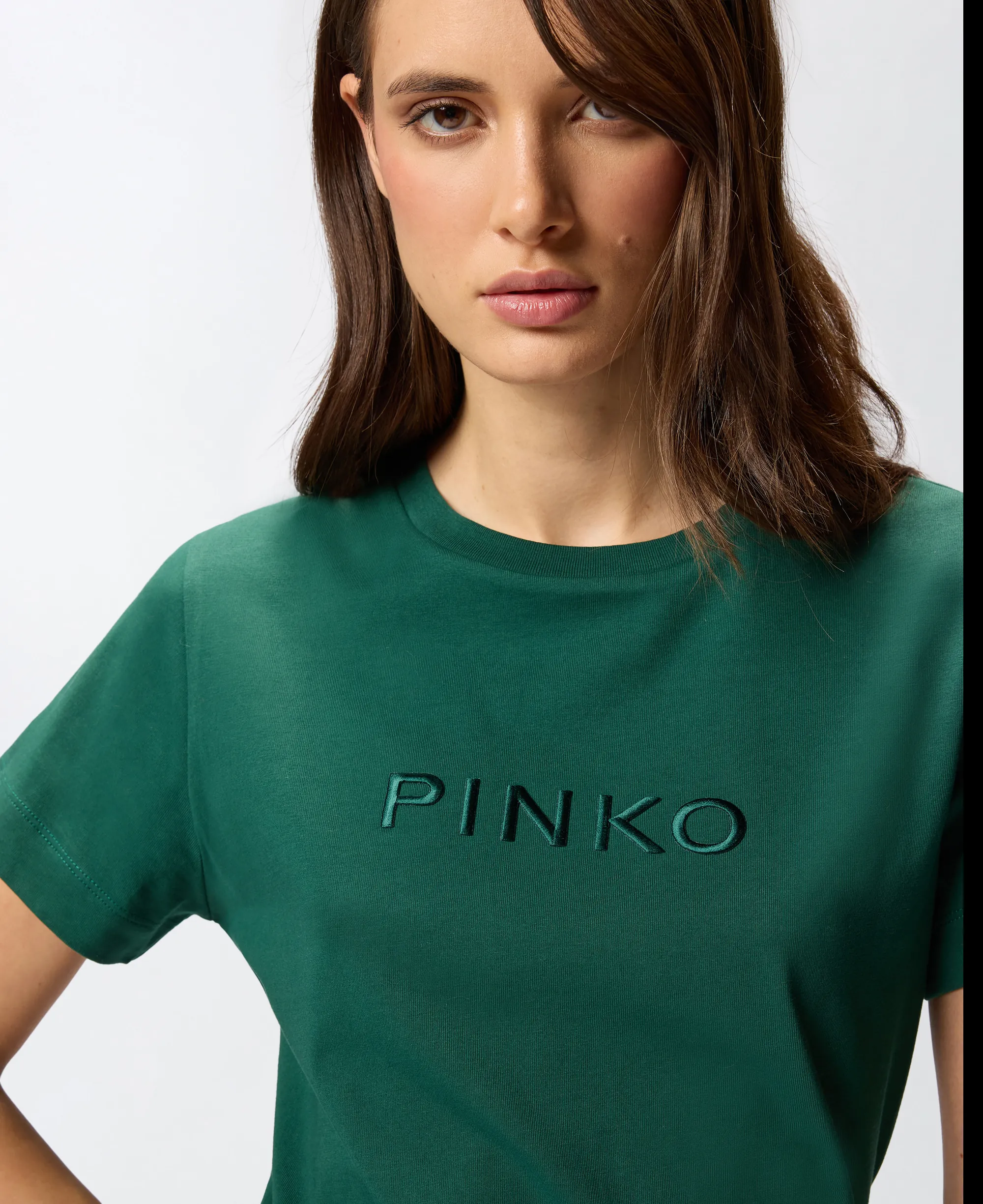 Pinko B'Logo Embroidered T-Shirt' Petrol 101752A2Rd 154366