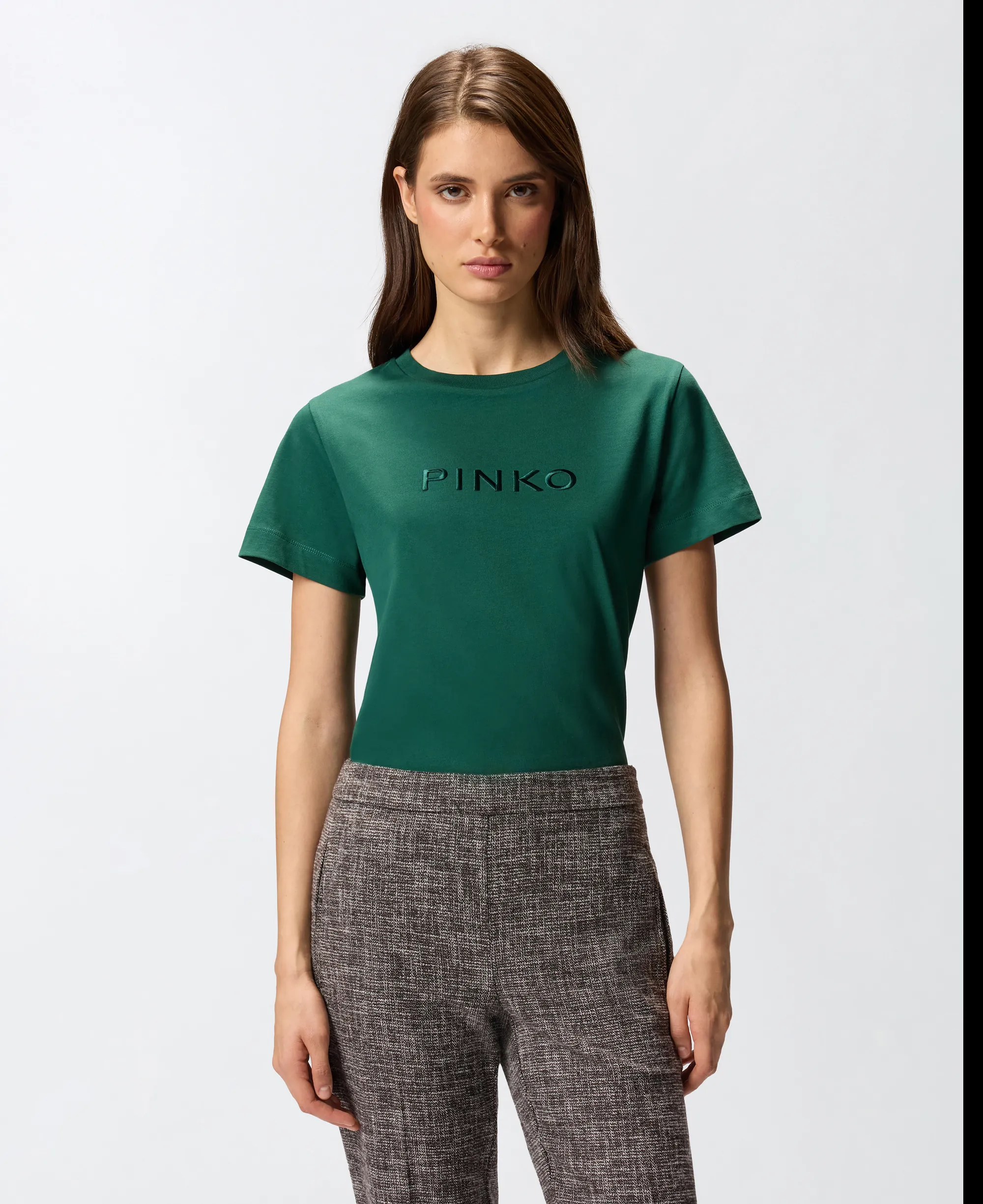 Pinko B'Logo Embroidered T-Shirt' Petrol 101752A2Rd 154368