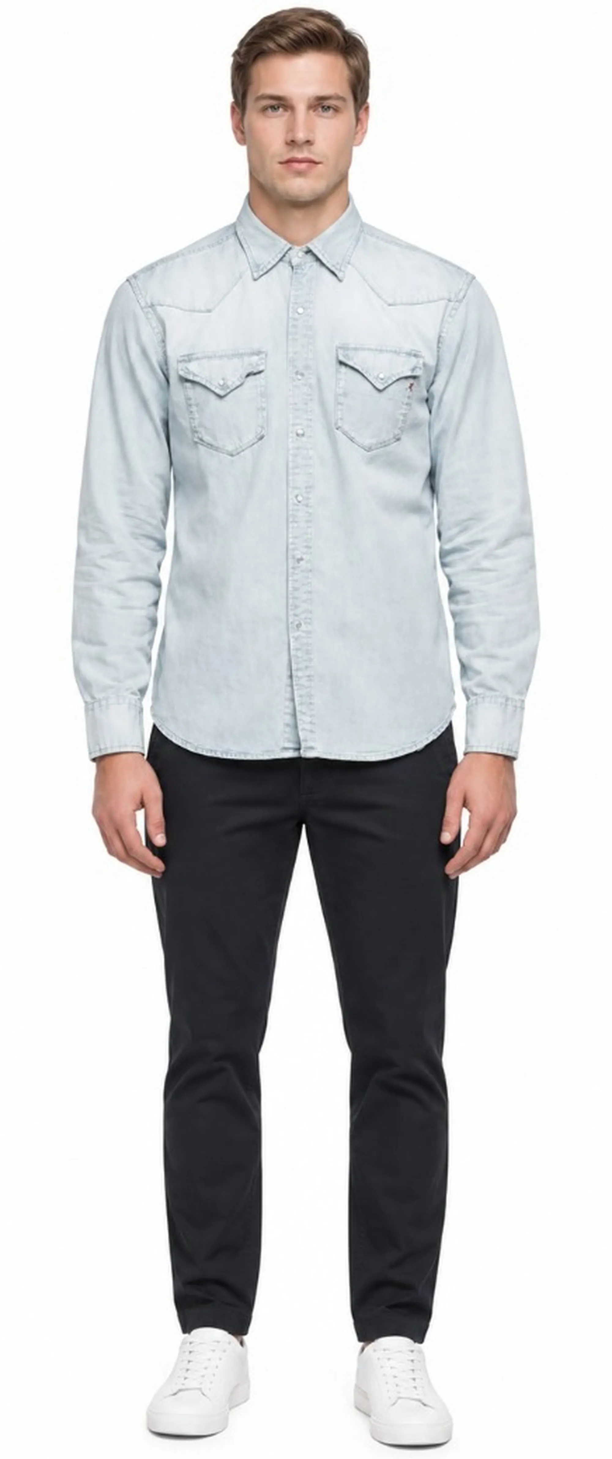 Replay Camicia In Denim Con Tasche Replay Aged 10 Years Denim M402326C25A 189384