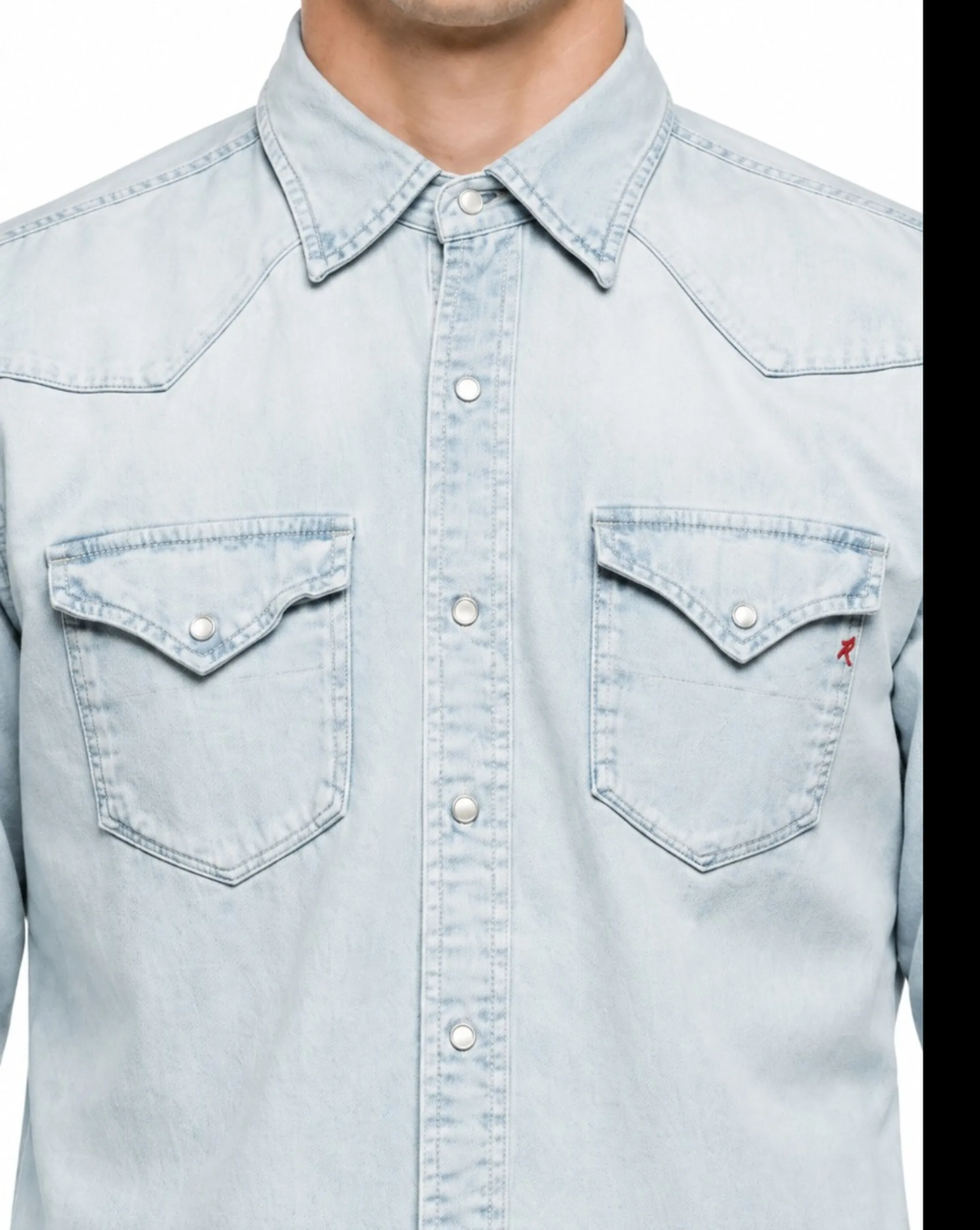 Replay Camicia In Denim Con Tasche Replay Aged 10 Years Denim M402326C25A 189385