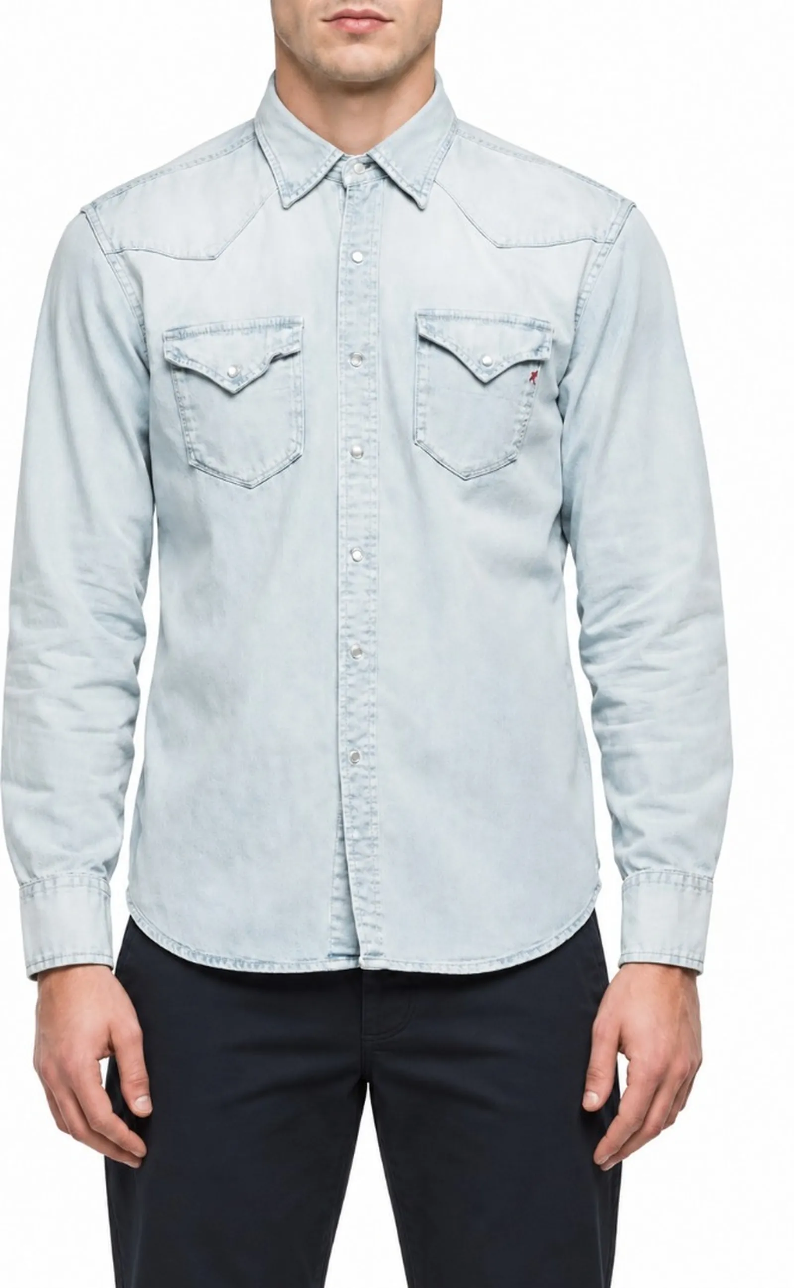Replay Camicia In Denim Con Tasche Replay Aged 10 Years Denim M402326C25A 189386