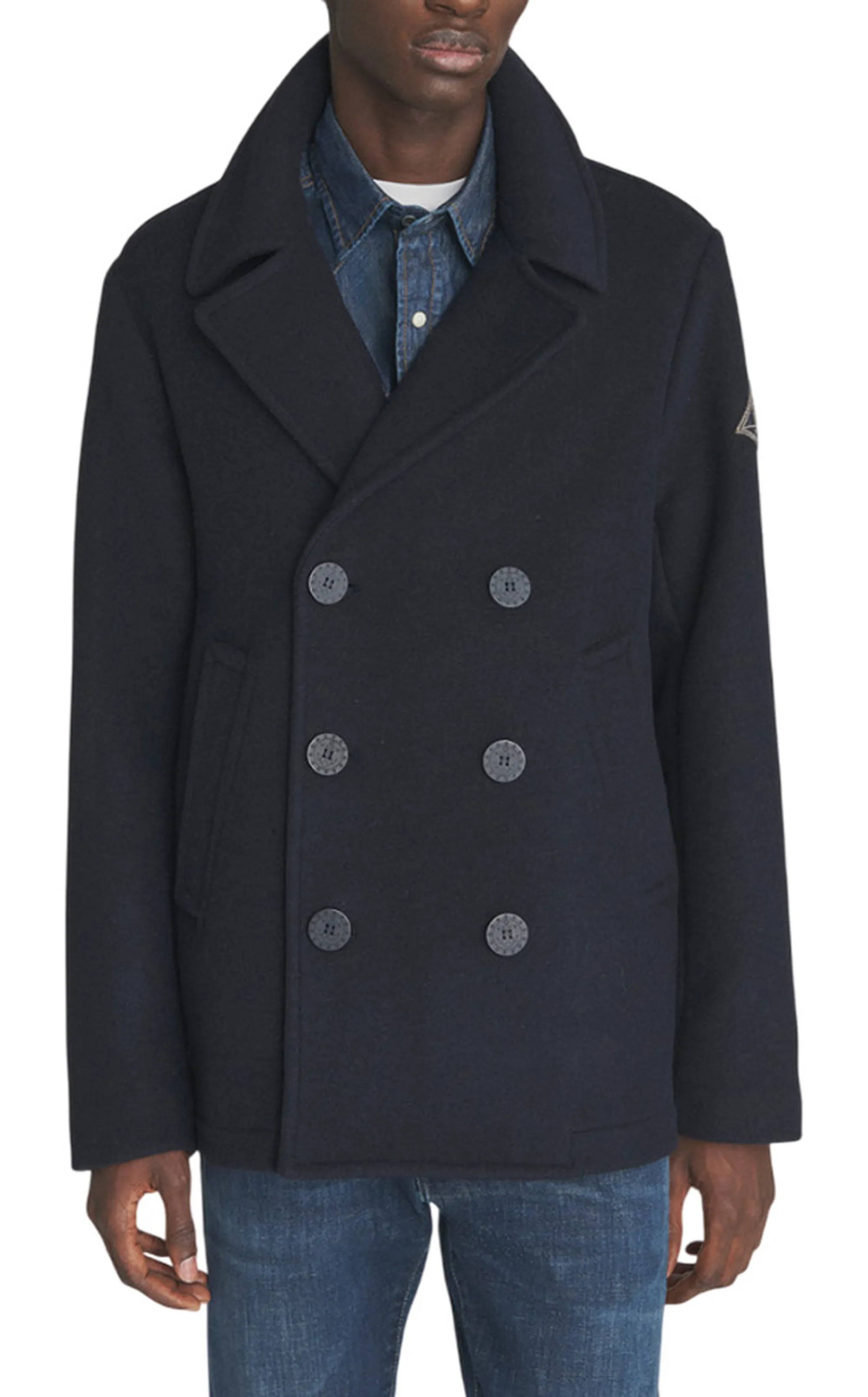 Roy Rogers Cappotto Melton In Lana Blu Rru90280T706Xxxx 158146