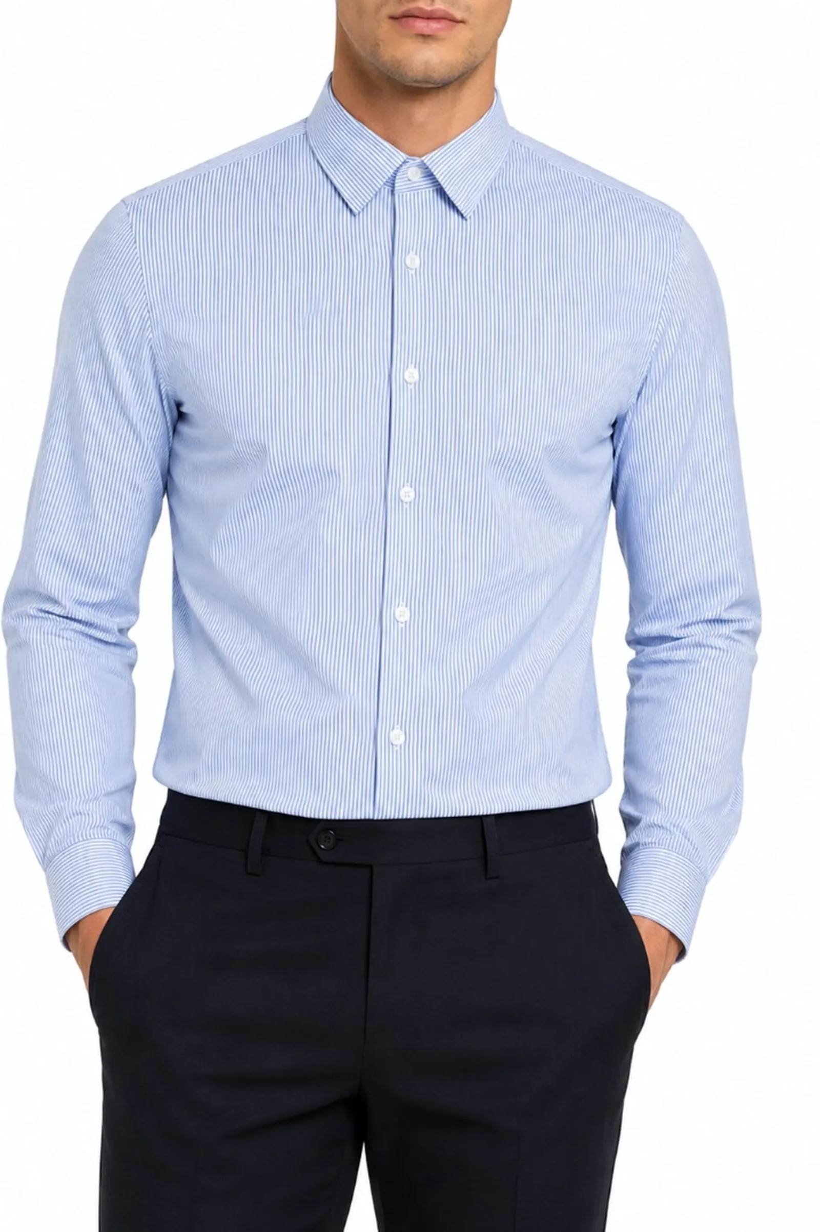 Rrd Camicia Oxford Jacquard Stripe Open Azzurro S26271 184038