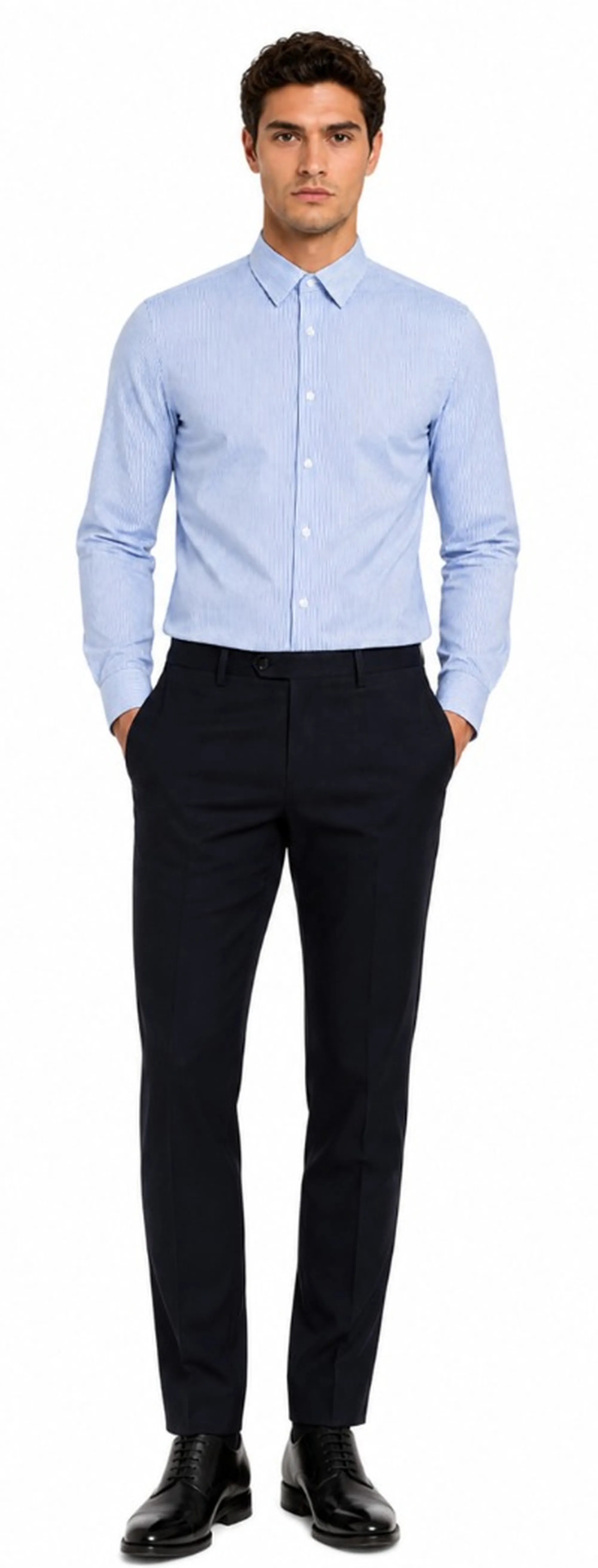 Rrd Camicia Oxford Jacquard Stripe Open Azzurro S26271 184039