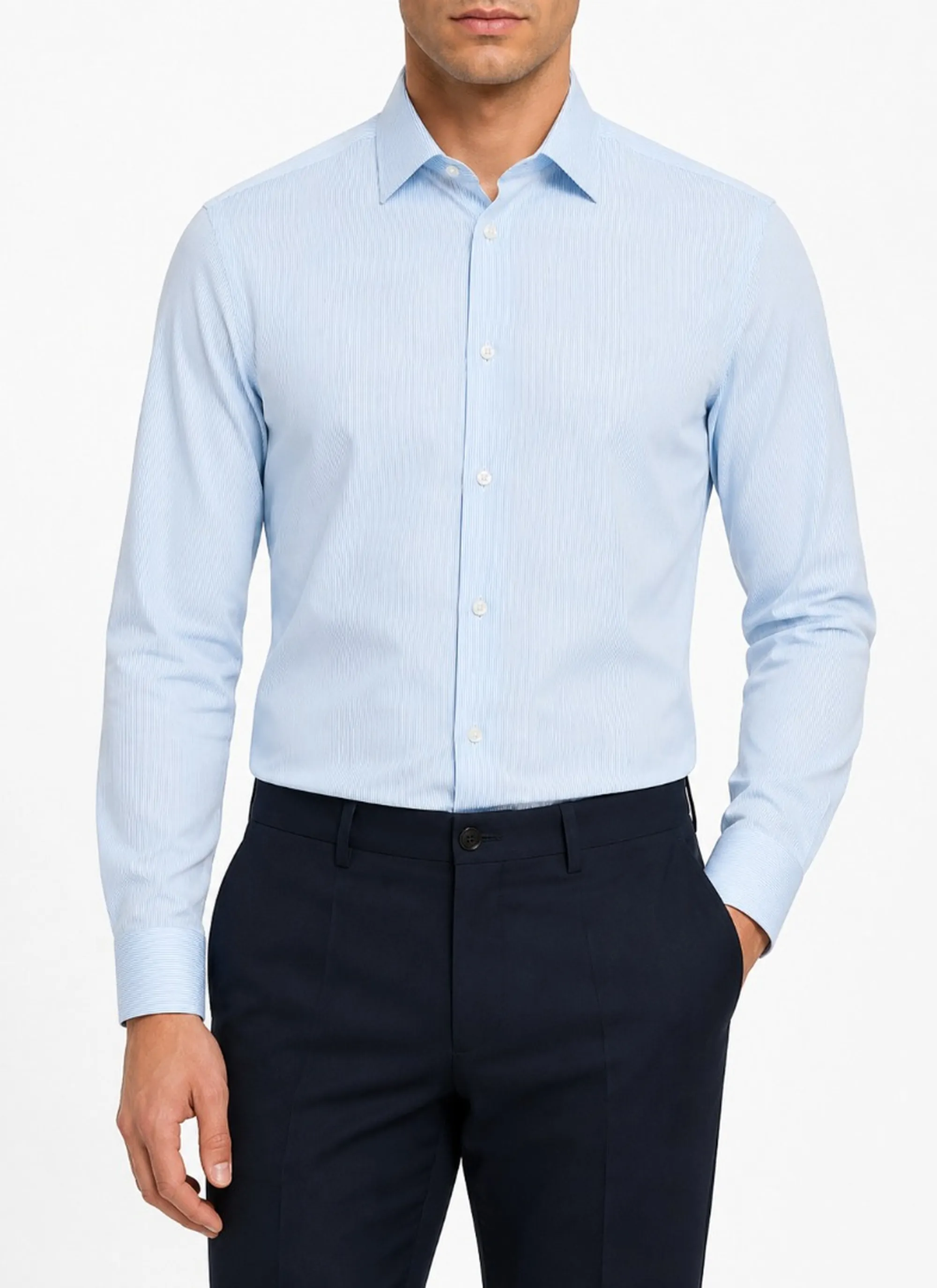 Rrd Camicia Oxford Jacquard Stripe Open Celeste S26271 184041