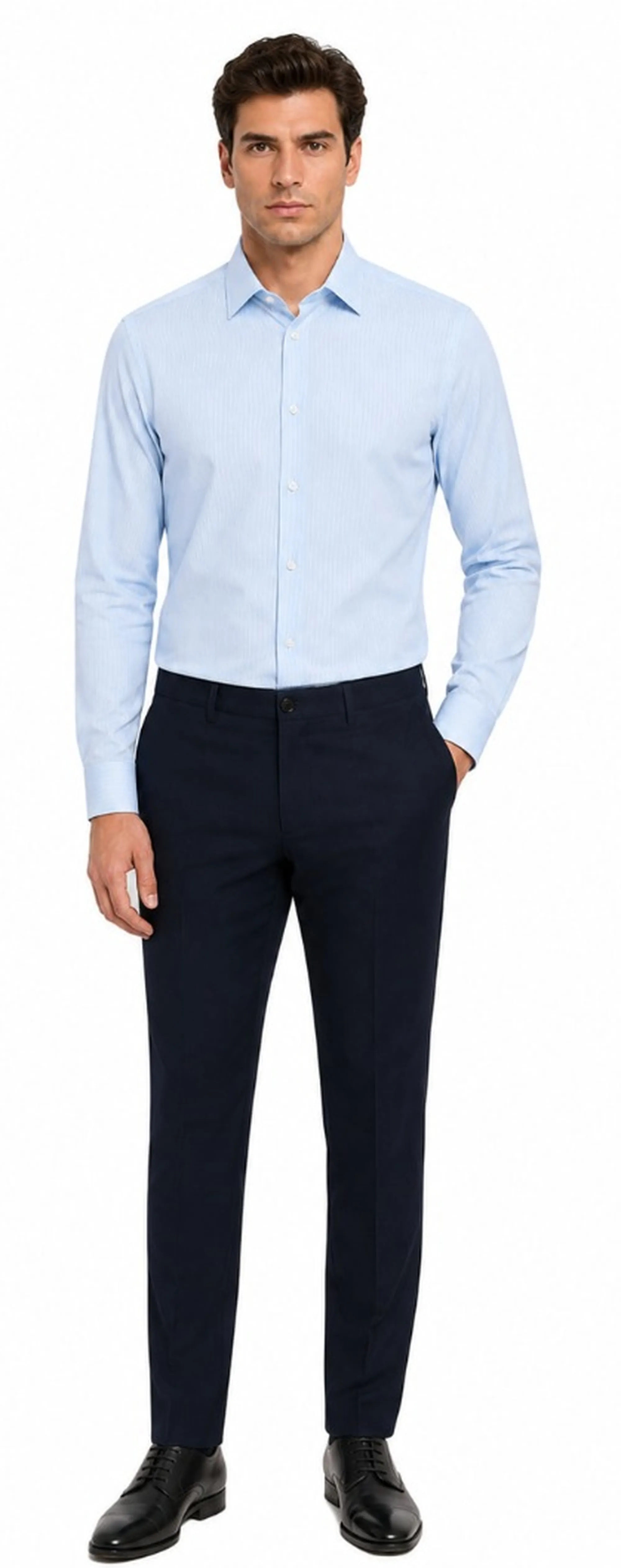 Rrd Camicia Oxford Jacquard Stripe Open Celeste S26271 184042