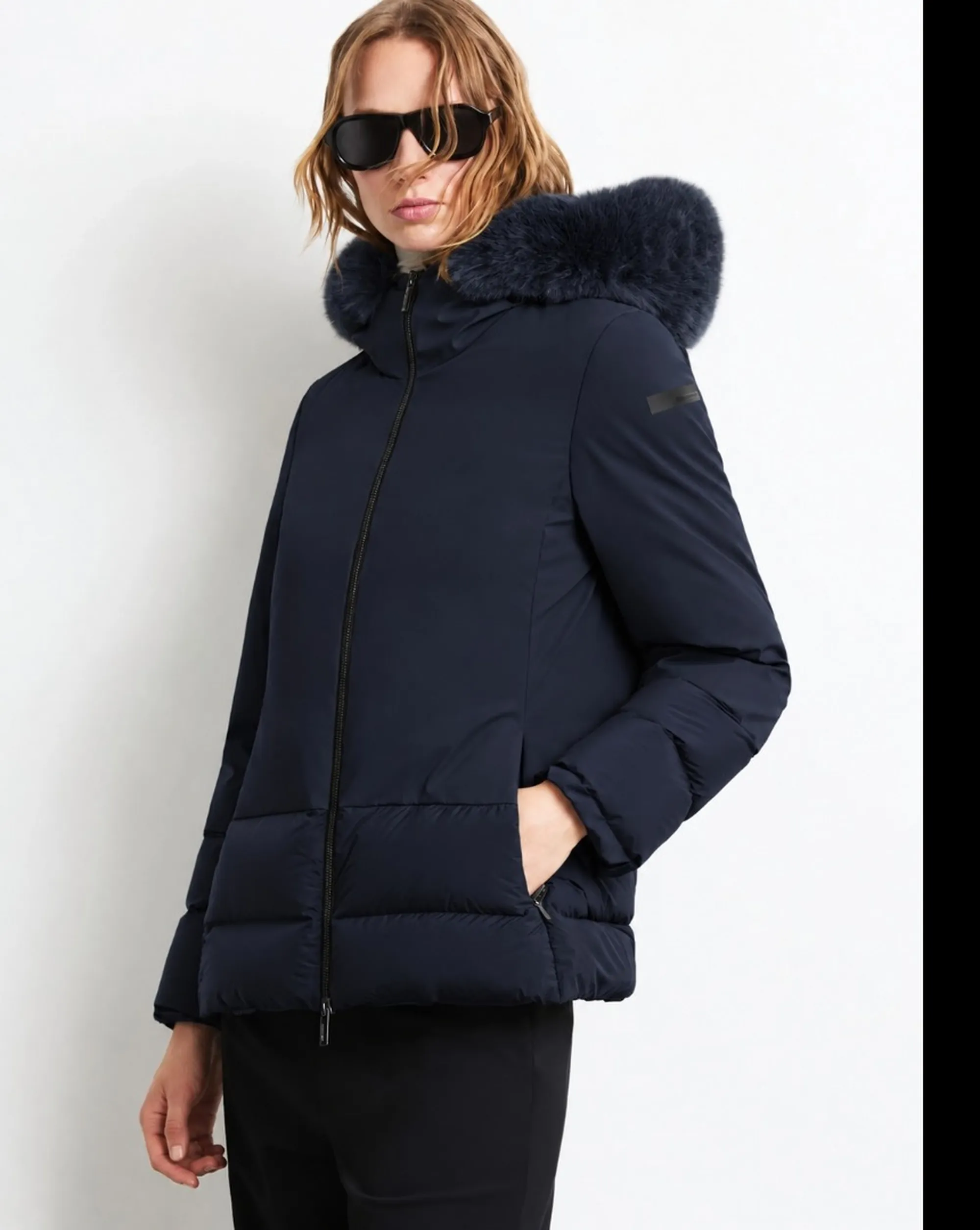 Rrd B'Montecristo Hybrid Hood Fur Jacket' Blue Black W26509F 198633