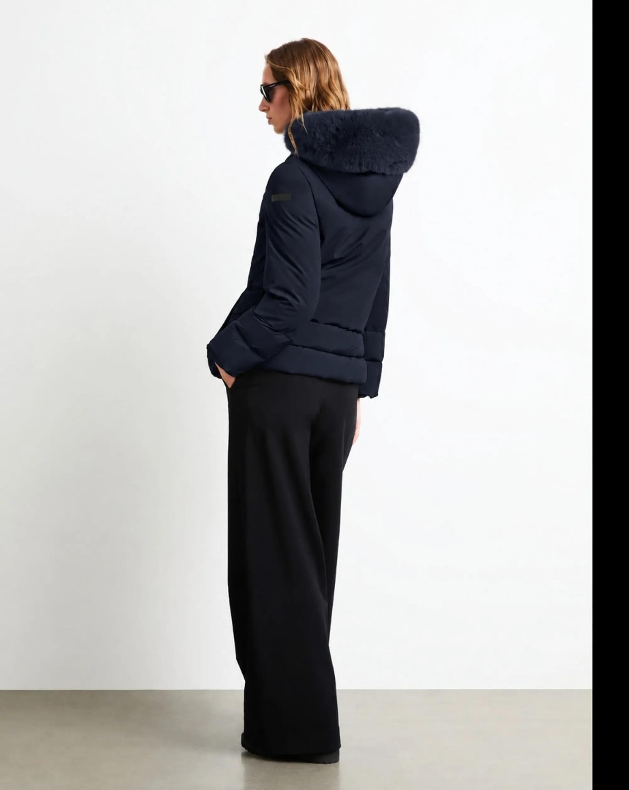 Rrd B'Montecristo Hybrid Hood Fur Jacket' Blue Black W26509F 198634
