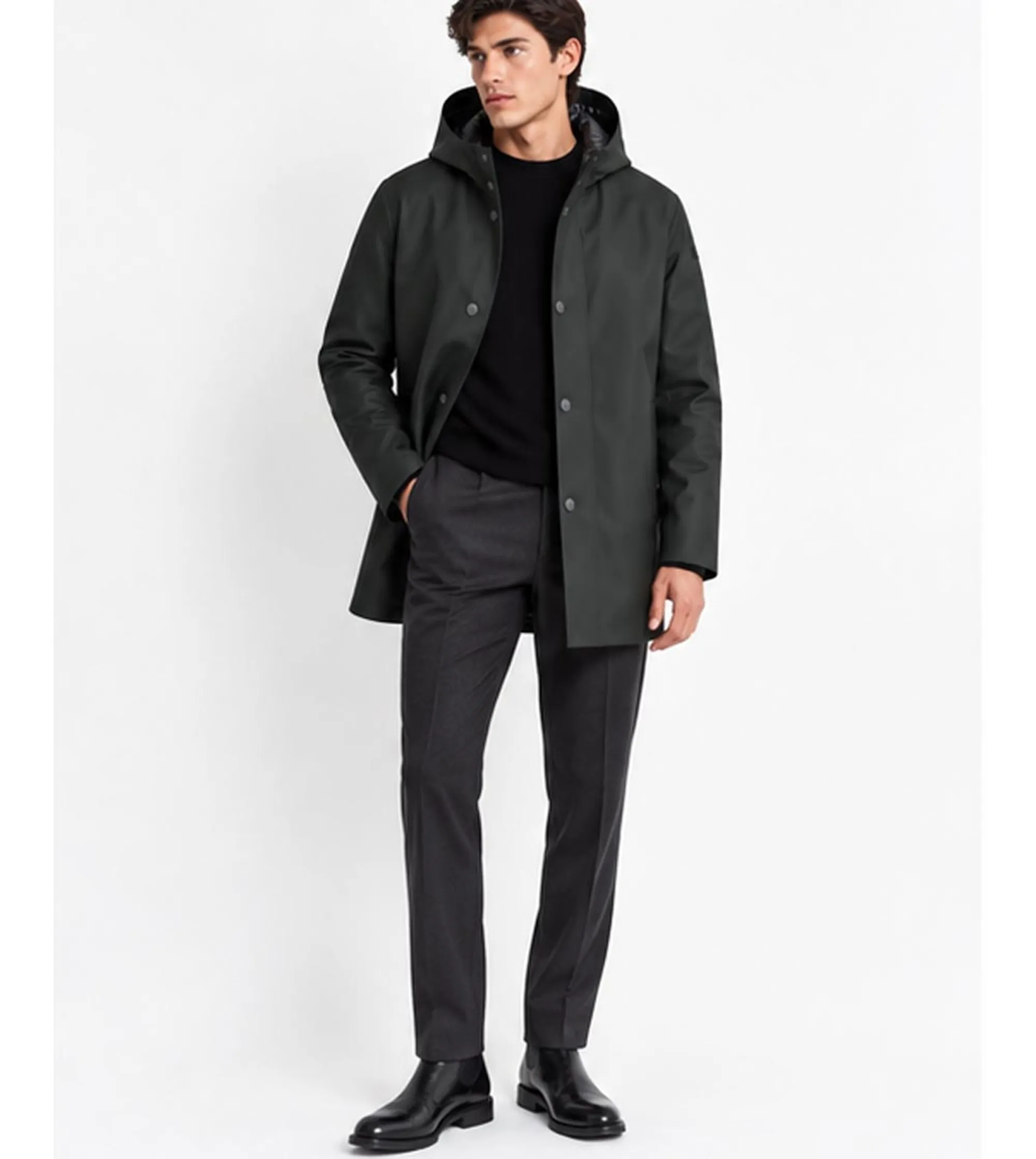 Rrd B'Double Rubber Floating Parka' Forest Green W26012 190433