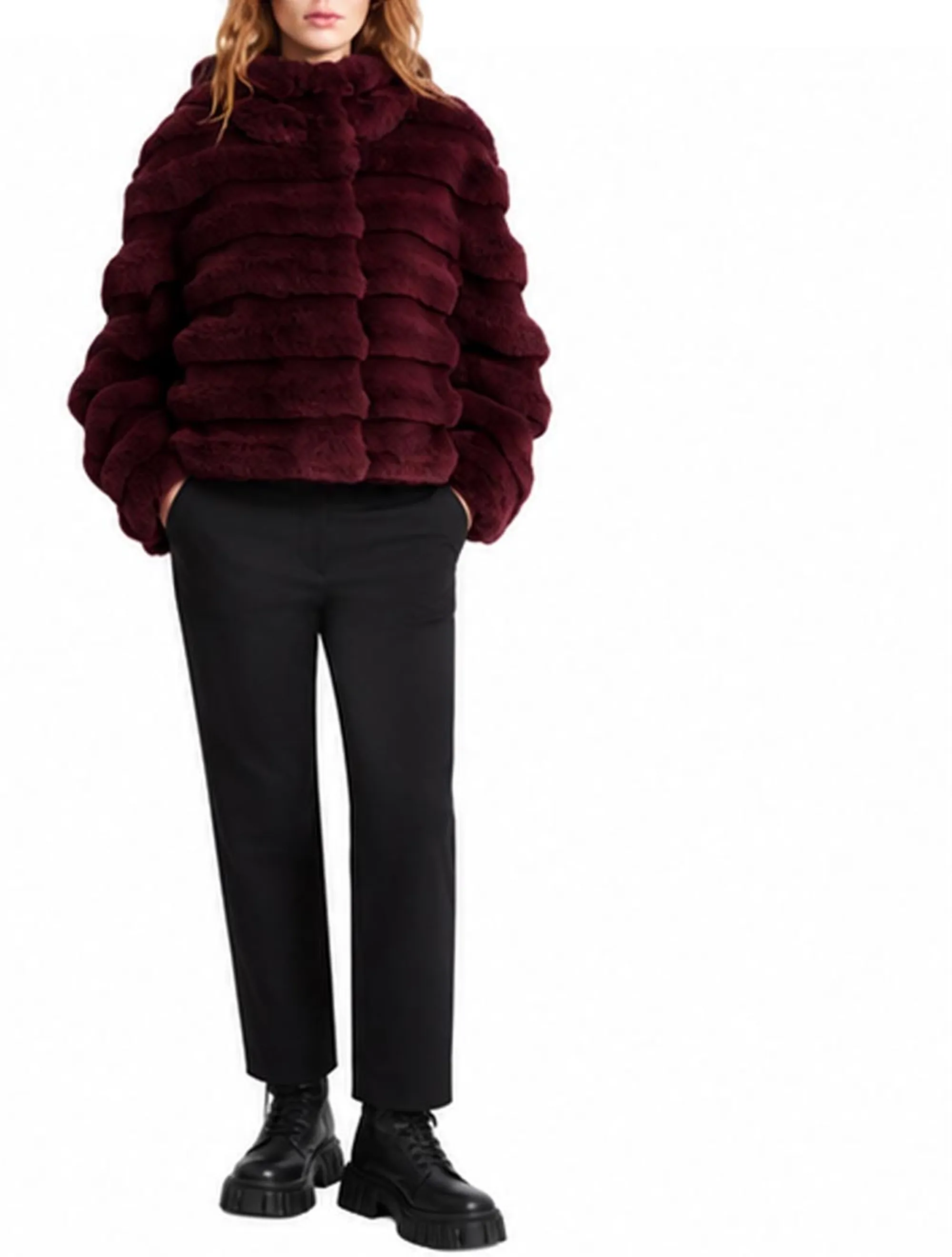 Rrd Pelliccia Court K Hood Wom Burgundy W26574 200301
