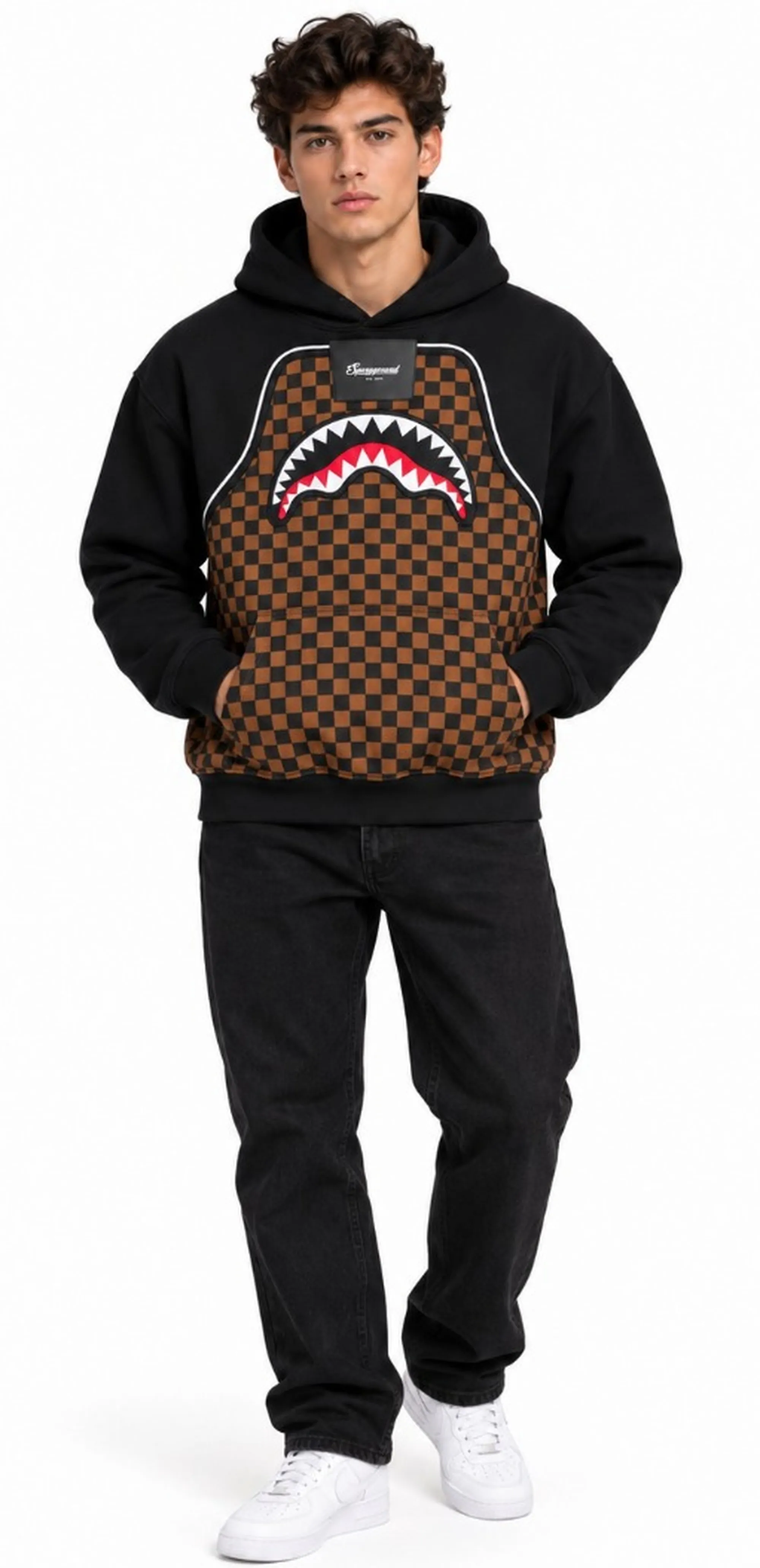 Sprayground Felpa Checkered Contrast Comfy Nero Sp933G 189448