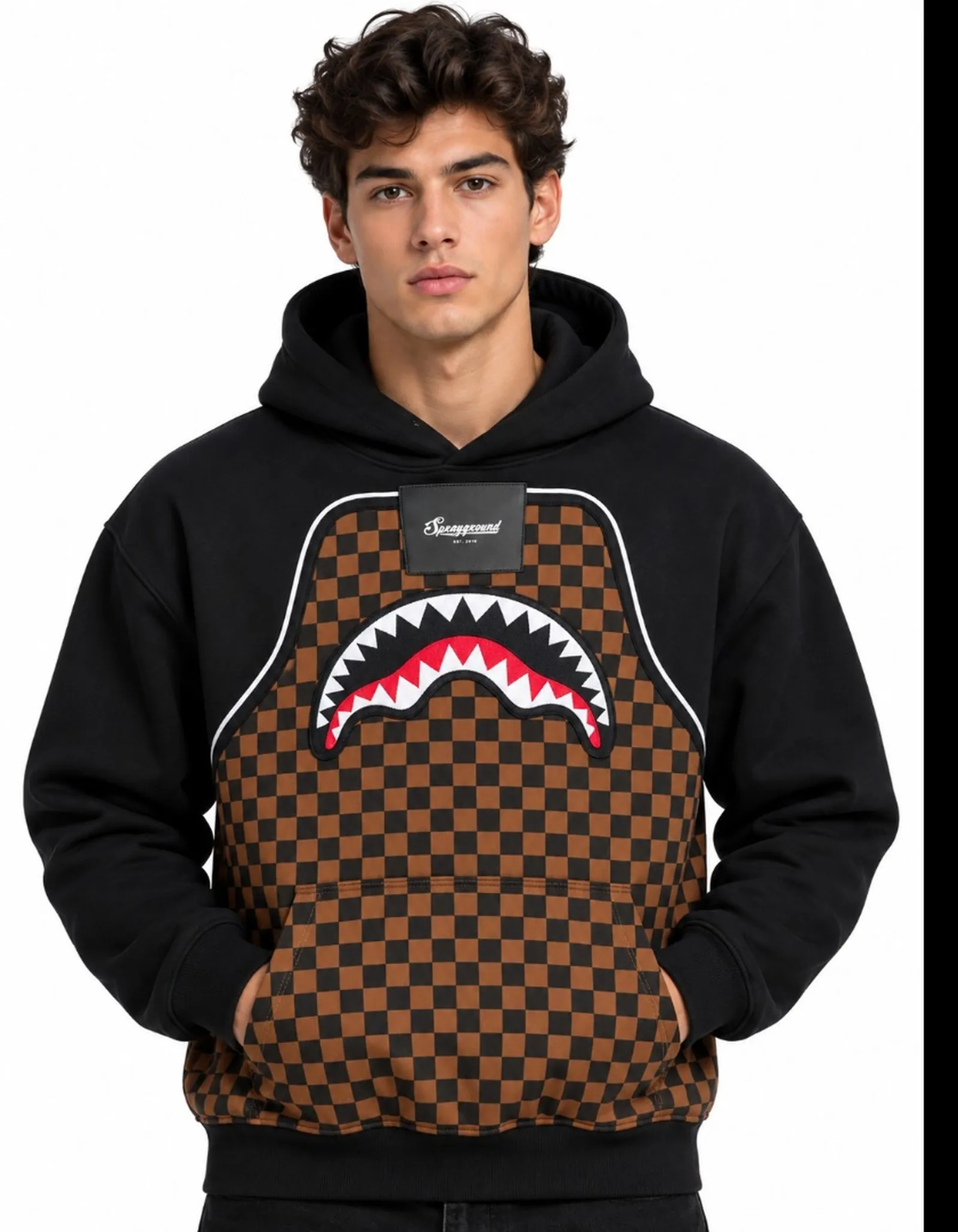 Sprayground Felpa Checkered Contrast Comfy Nero Sp933G 189449