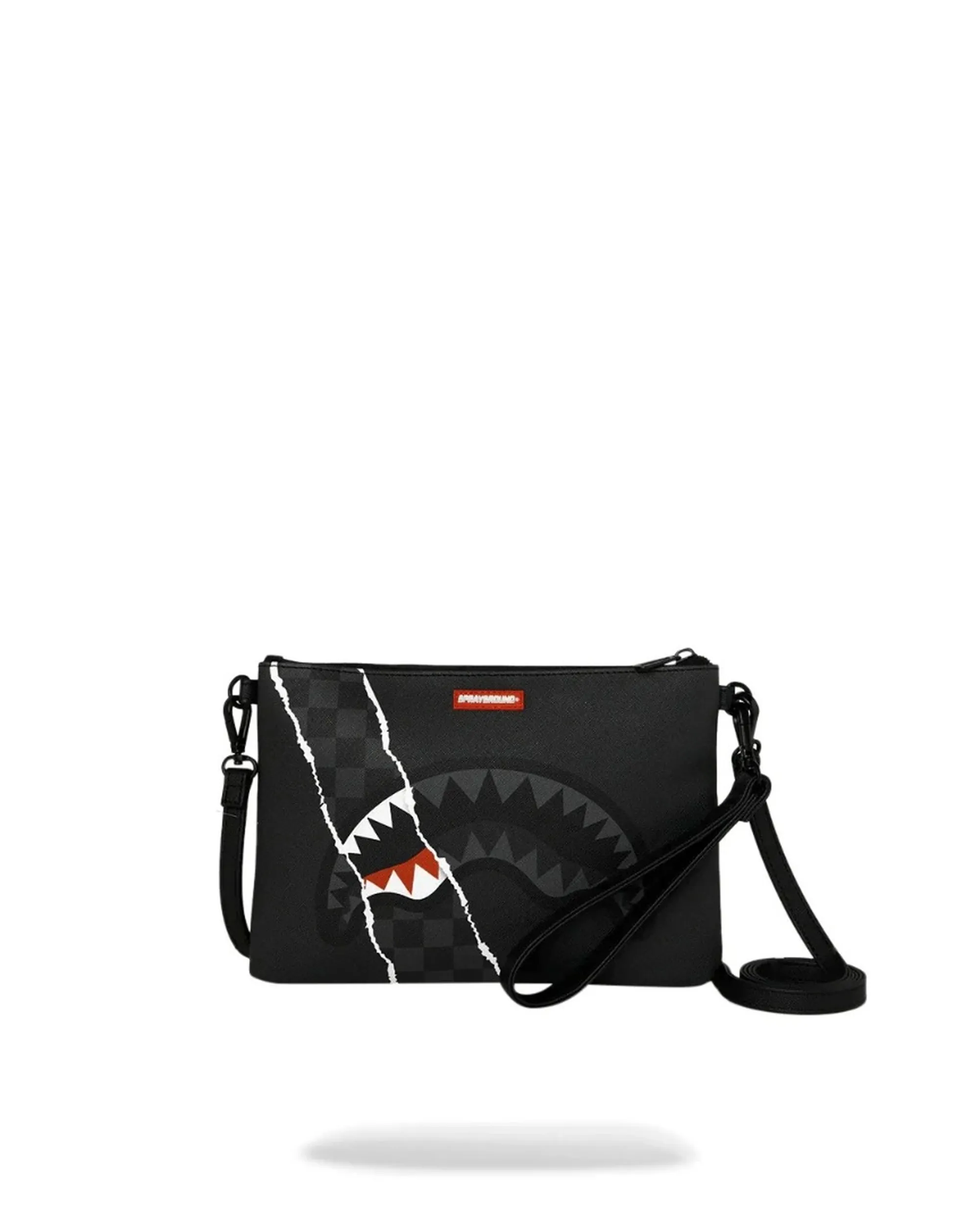 Sprayground B'Center Rip Revealing Gray Check Crossover Clutch' Black 910B9350Nsz 188749