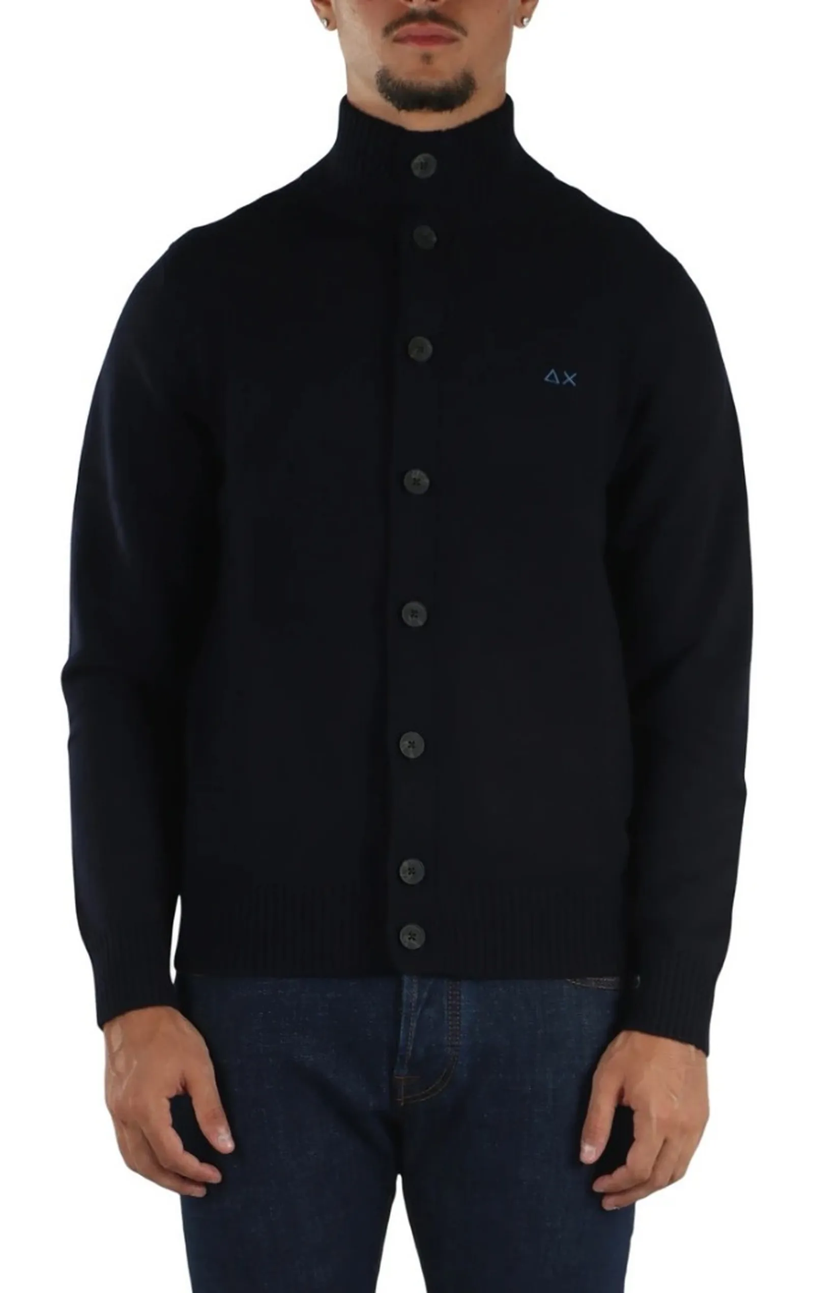 Sun 68 Cardigan Buttons Warm Wool Blu K46113 196005