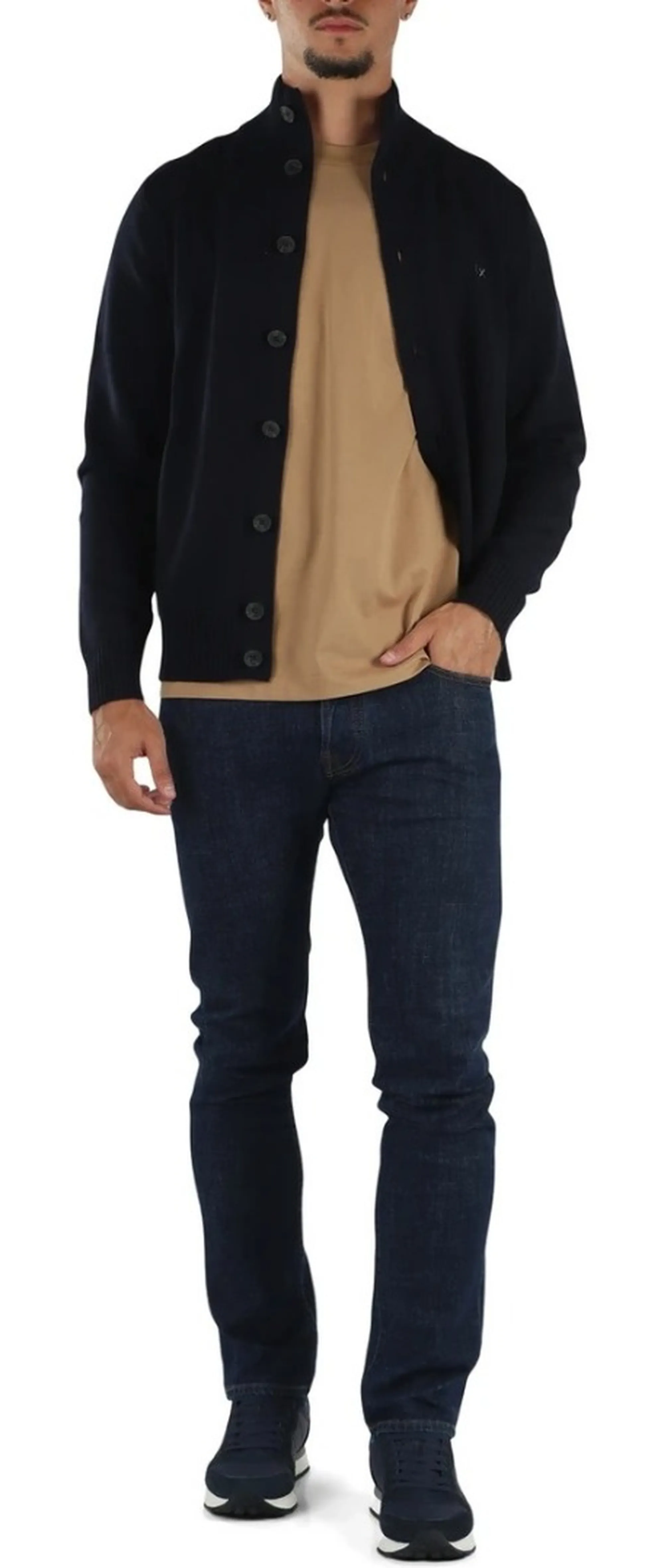 Sun 68 B'Cardigan Buttons Warm Wool' Blu K46113 196006