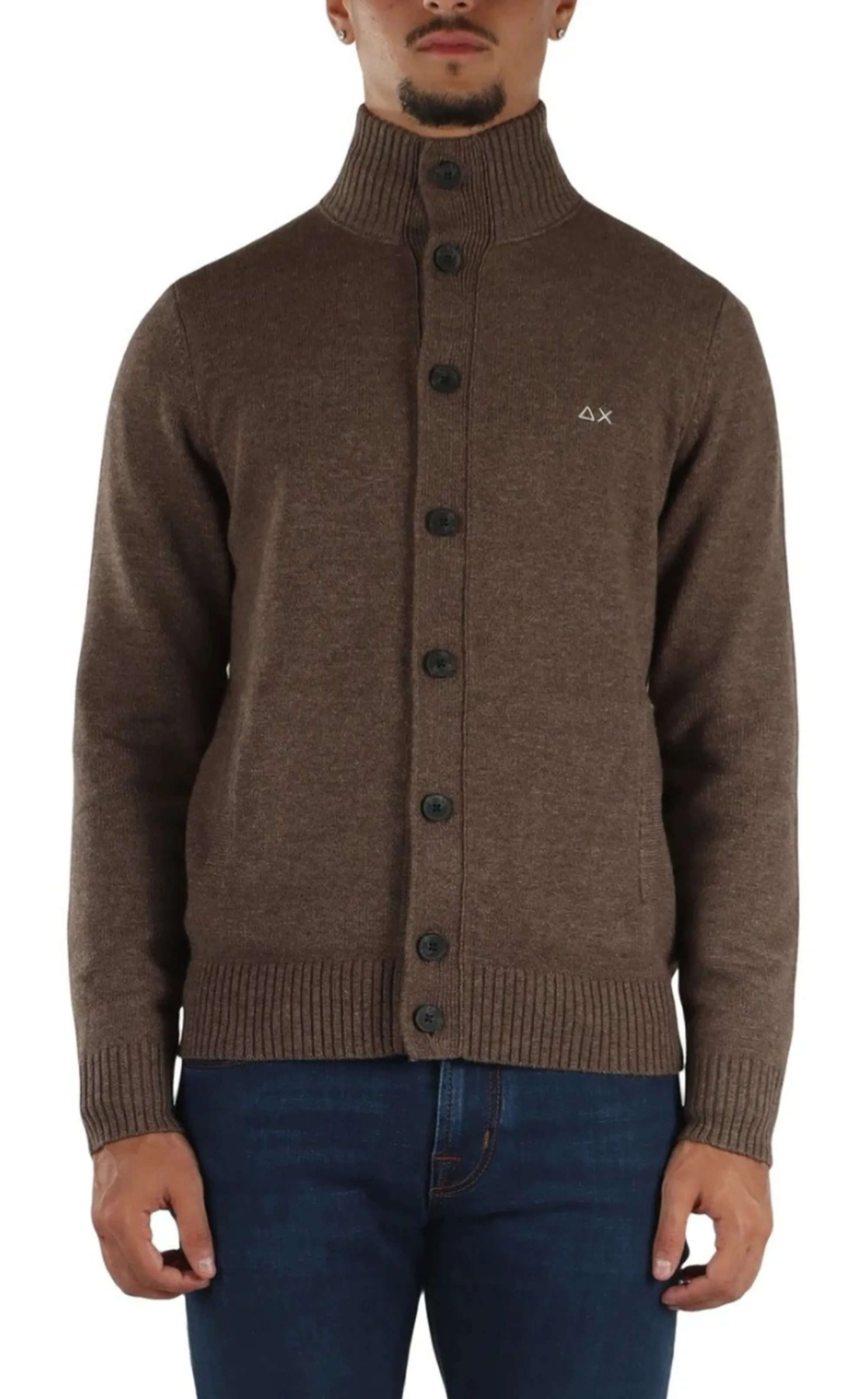 Sun 68 B'Cardigan Buttons Warm Wool' Turtledove K46113 196009