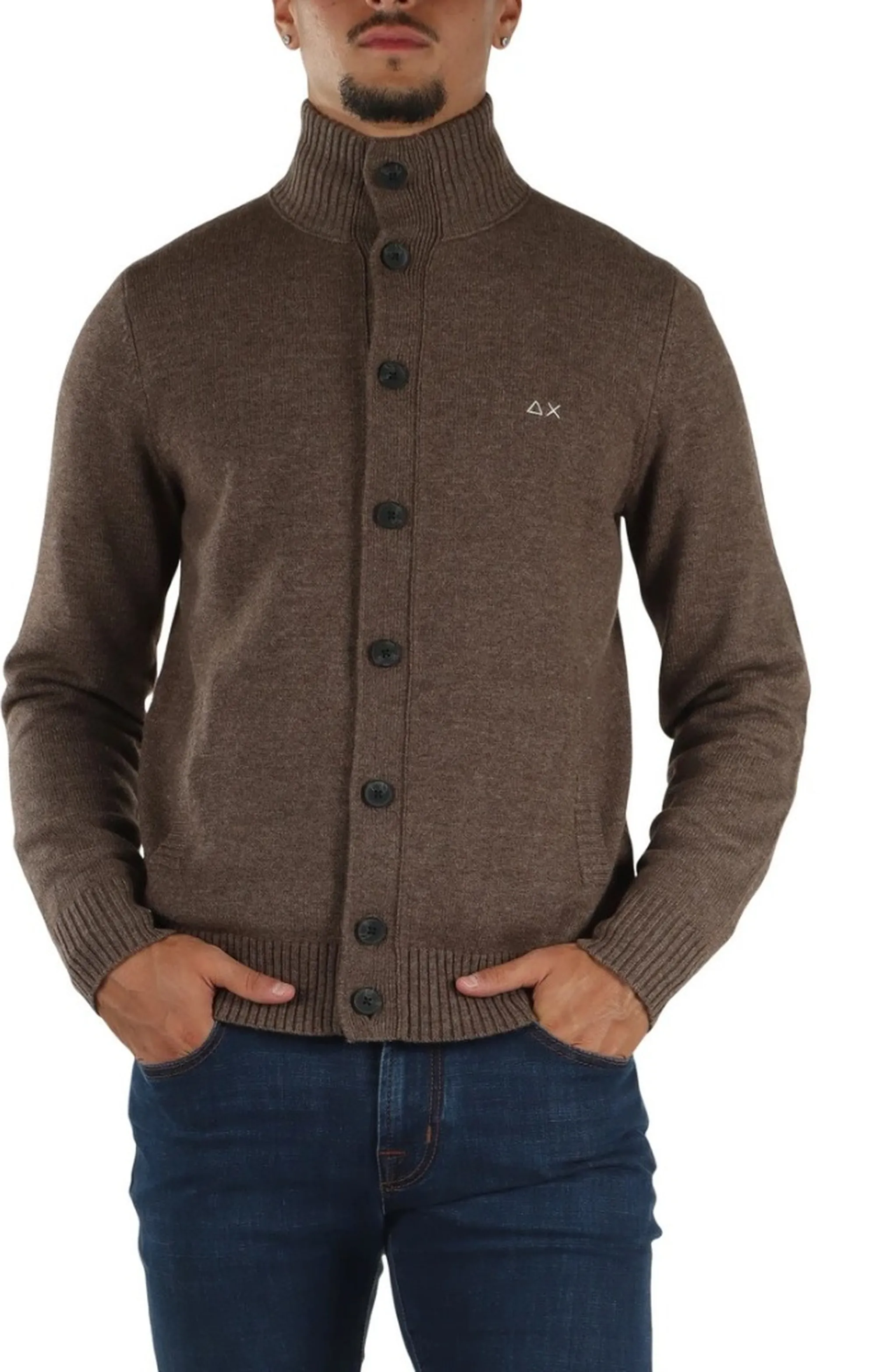 Sun 68 B'Cardigan Buttons Warm Wool' Turtledove K46113 196011