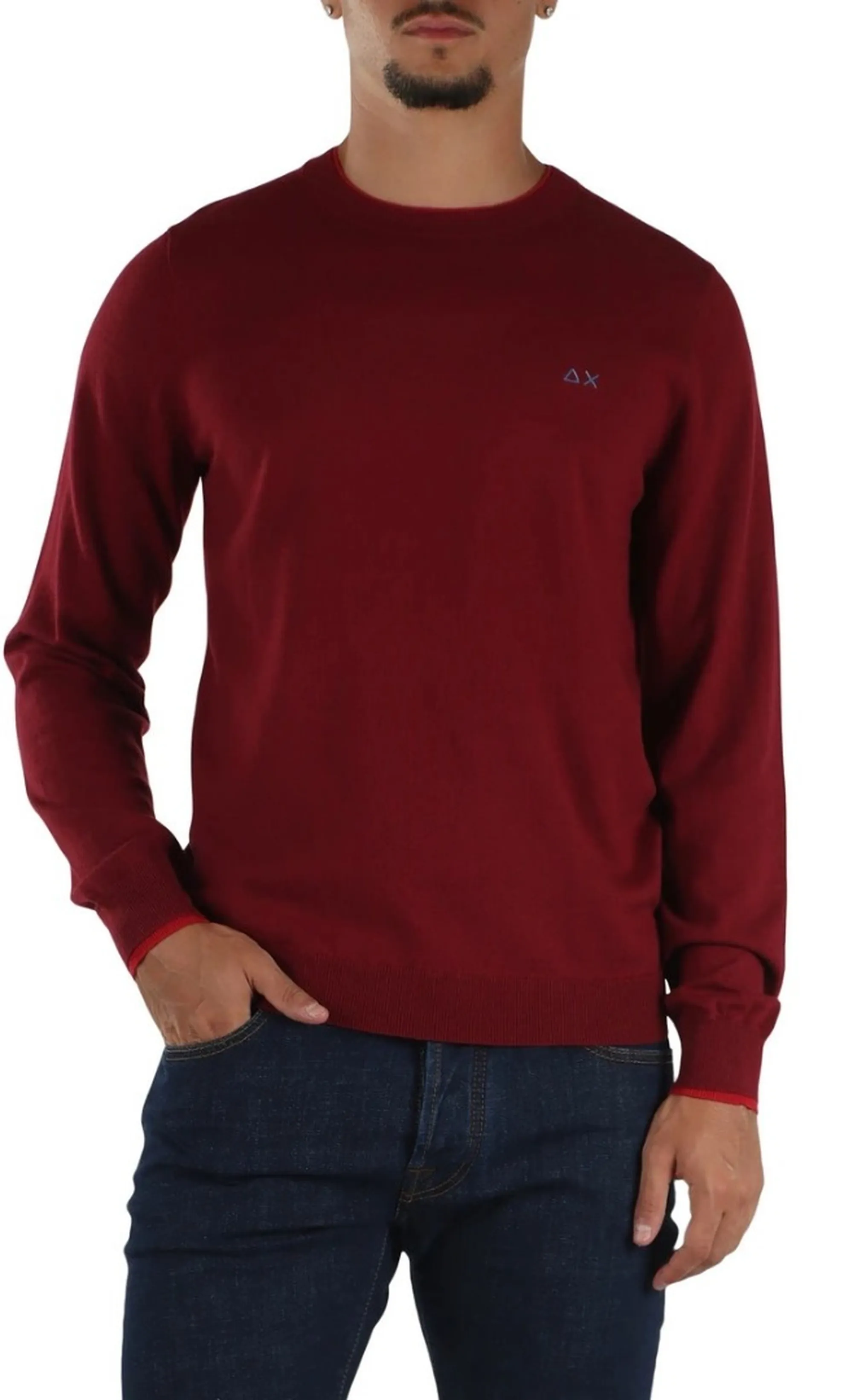 Sun 68 B'Double Rib Sweater' Bordeaux K46159 196019